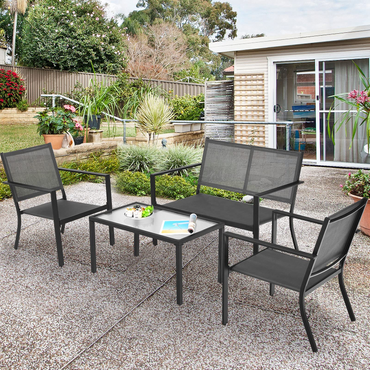 Ensemble de mobilier de patio Tangkula 4 pièces, ensemble de conversation modulaire d'extérieur