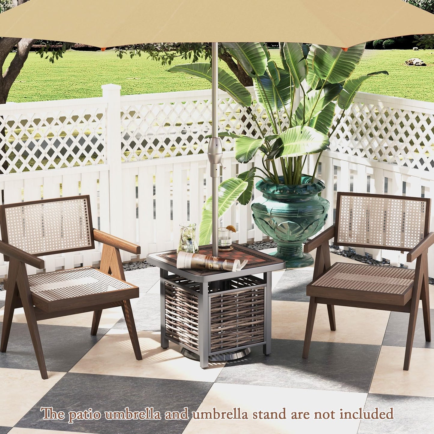 Tangkula 21.5 Inches Outdoor PE Rattan Side Table, All Weather Patio Square End Table with Resin Tabletop