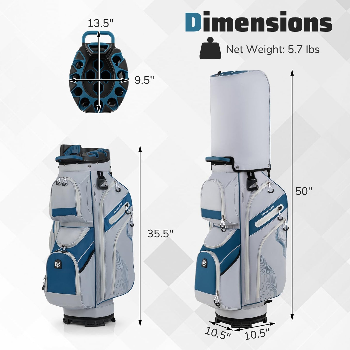 Tangkula Lightweight Golf Club Bag with 11 Pockets