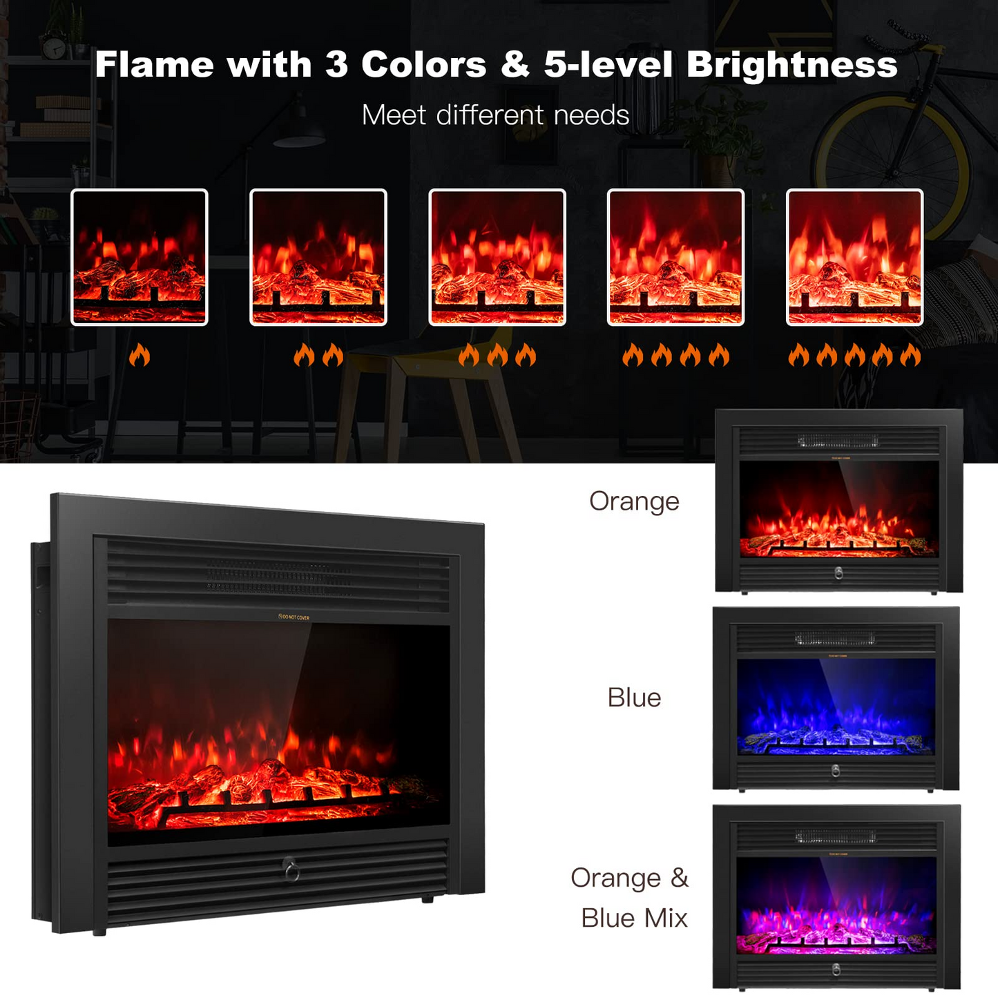 70 Inches Mantel Fireplace, 28.5-Inch Electric Fireplace - Tangkula