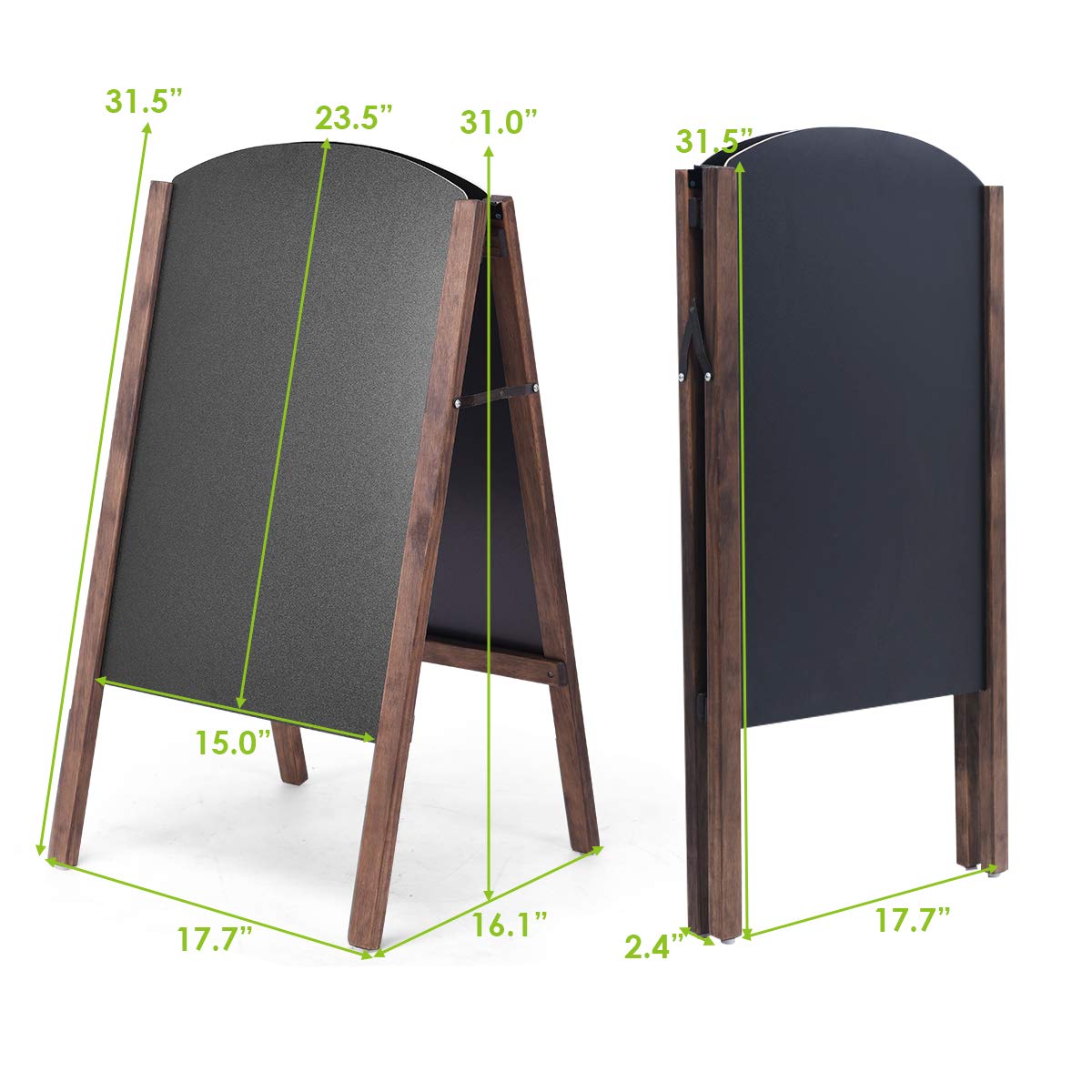 Tangkula A-Frame Chalkboard Sign, Rustic Wooden Double-Sided Standing Sidewalk Chalkboard Sign Sandwich Board