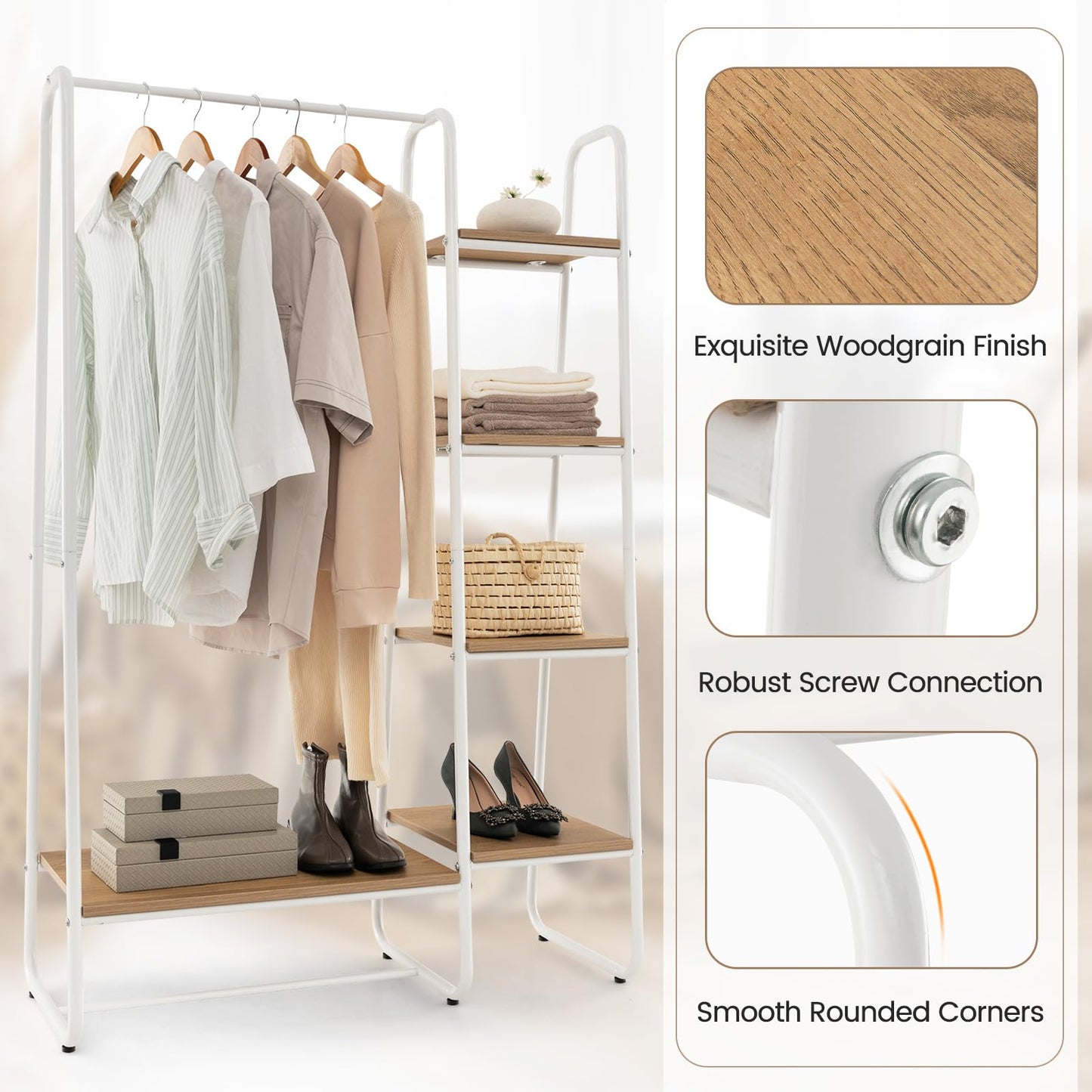 Tangkula Garment Rack with Shelves for Bedroom Entryway