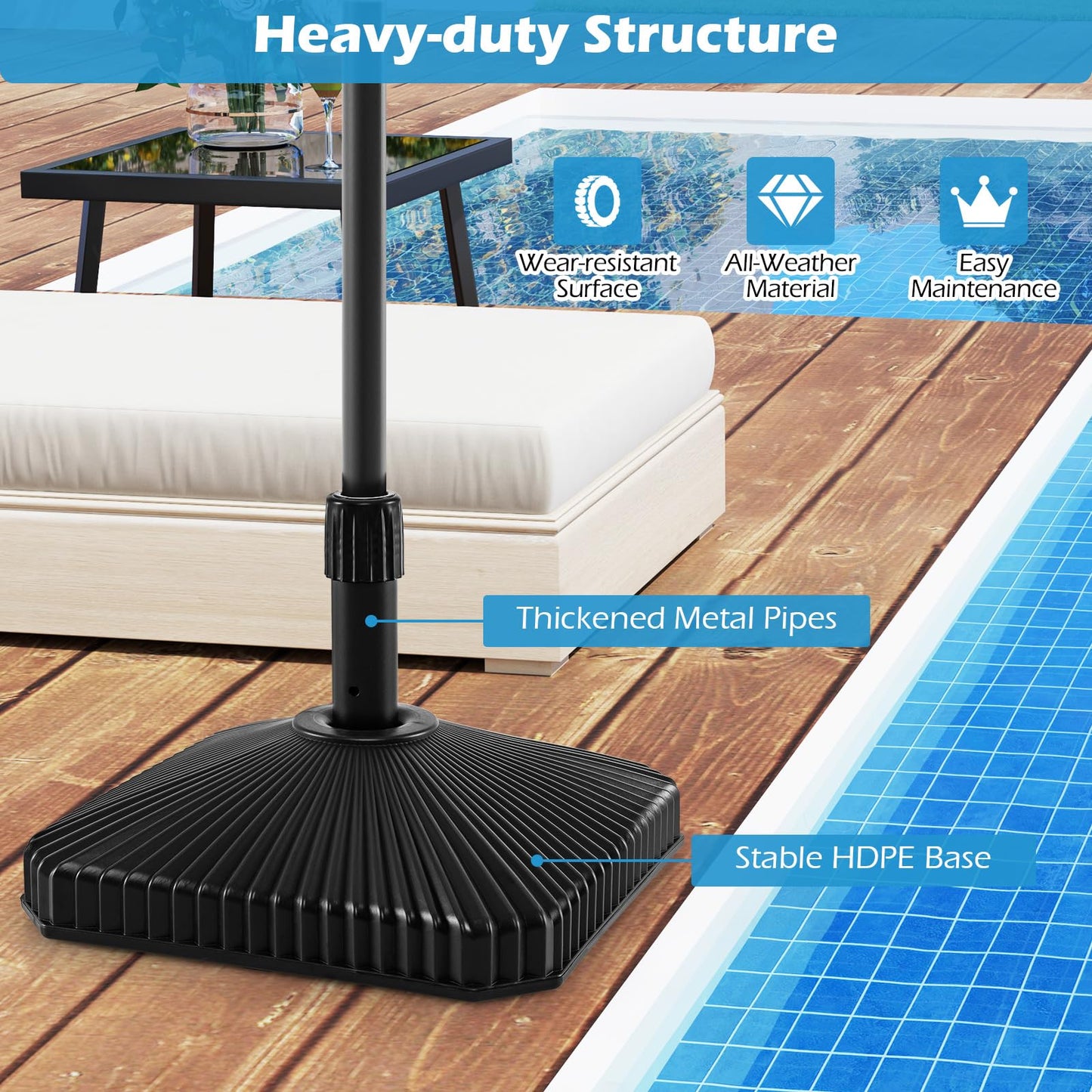 Tangkula Square Umbrella Base 44 lbs Water & Sand Filled Shell Shaped Patio Umbrella Weoghts