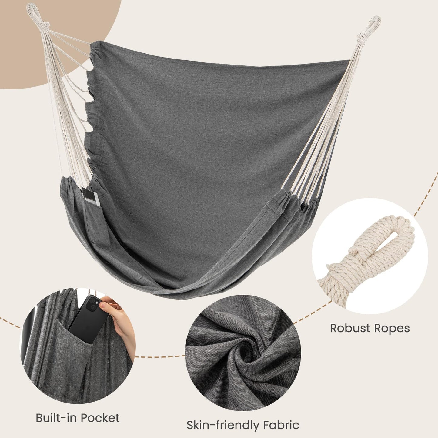 Tangkula Heavy-Duty Hammock Chair with Stand