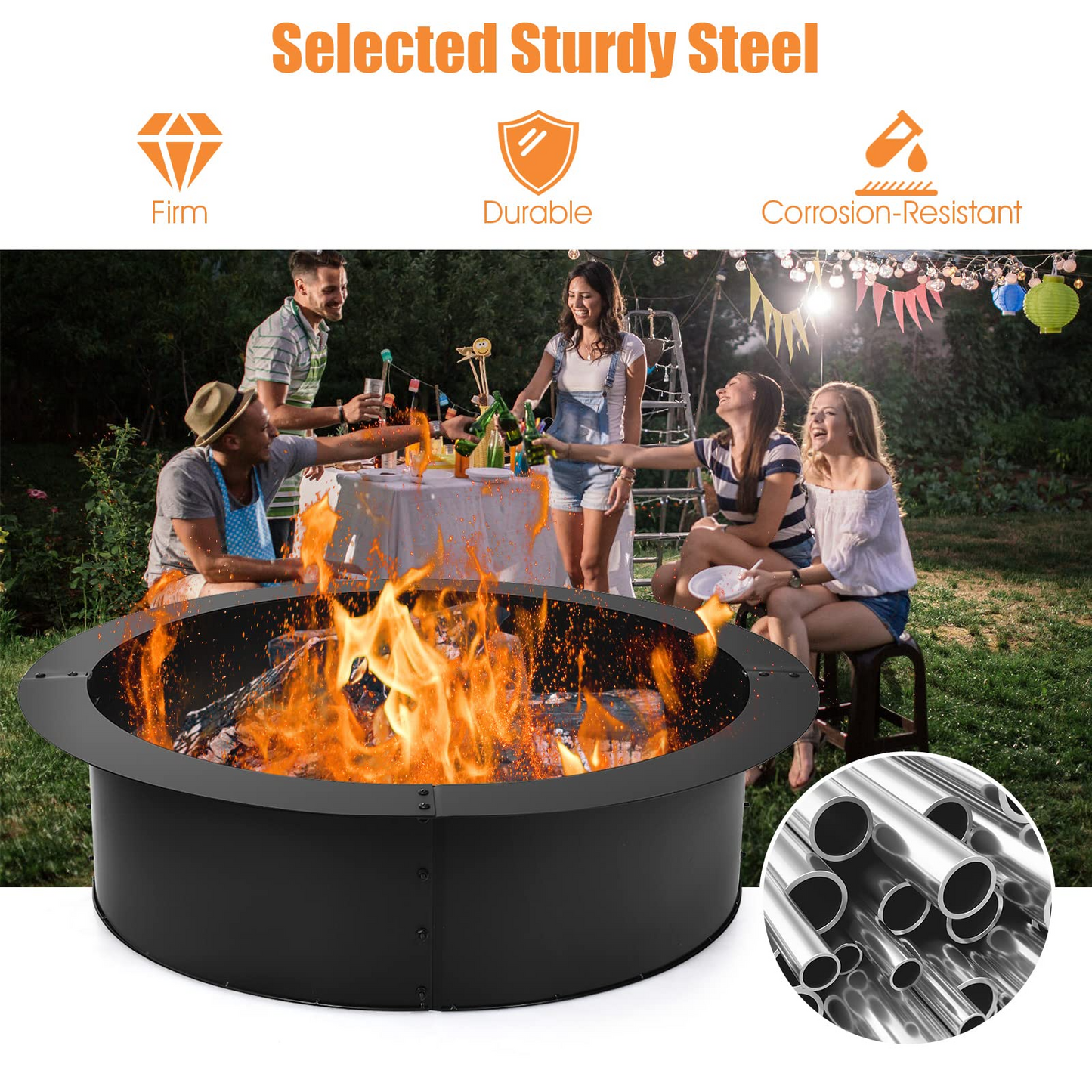 Tangkula Fire Pit Ring, 36-Inch Outer