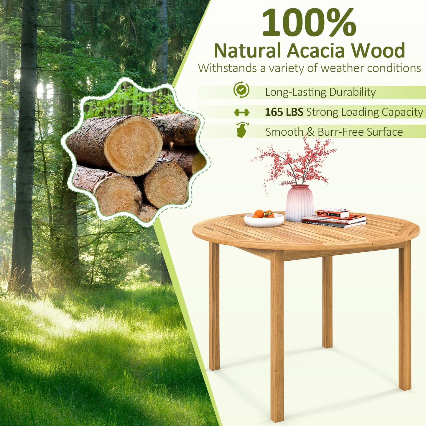 Tangkula 5 Pieces Patio Dining Set( 44 Inch)