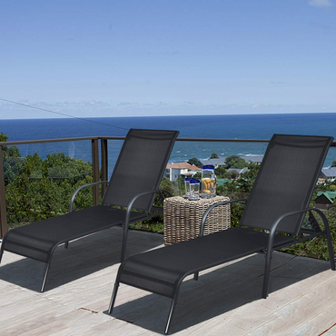Chaise longue de patio Tangkula, lot de 2, dossier réglable, transat d'extérieur résistant aux intempéries