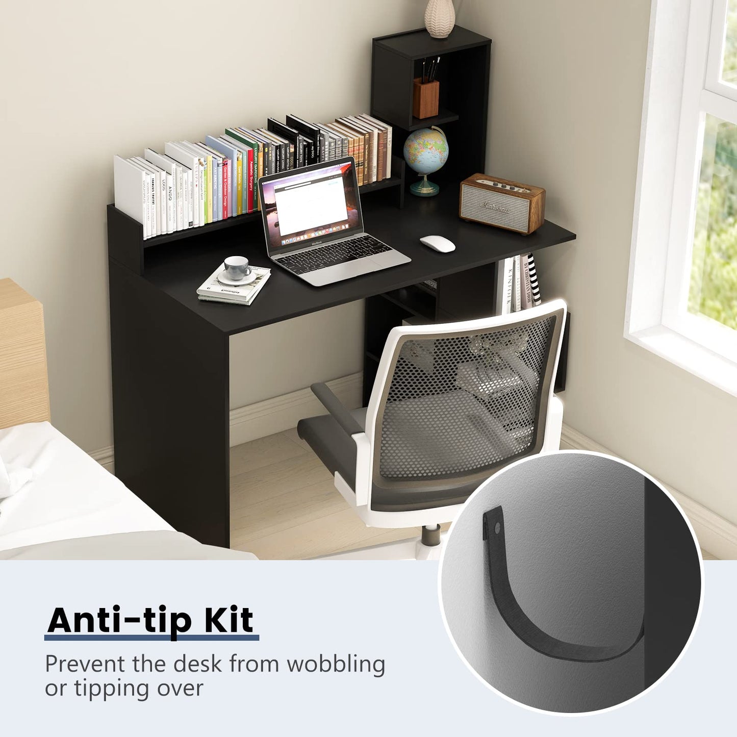 Computer Desk with Storage Bookshelf & Hutch - Tangkula