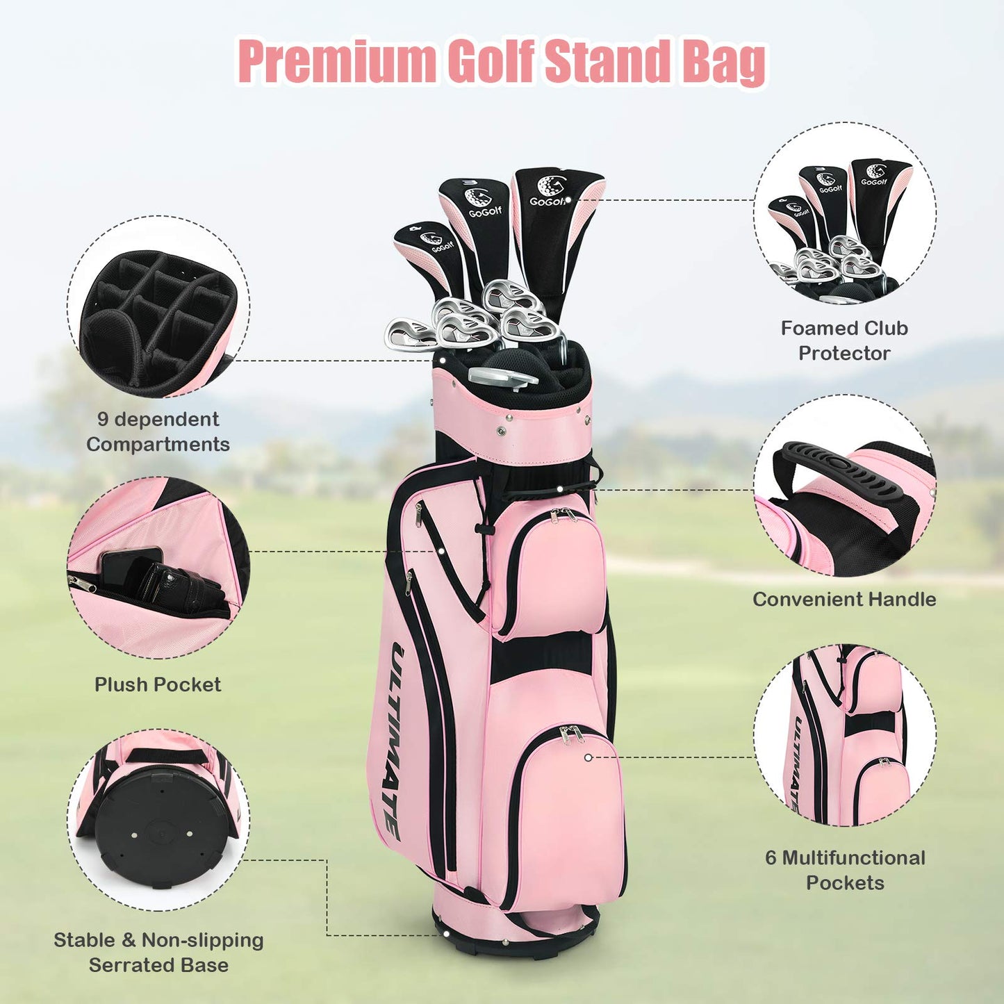 Tangkula Complete Golf Clubs Set 10 Pieces Right Hand, Free Putter, Golf Club Set