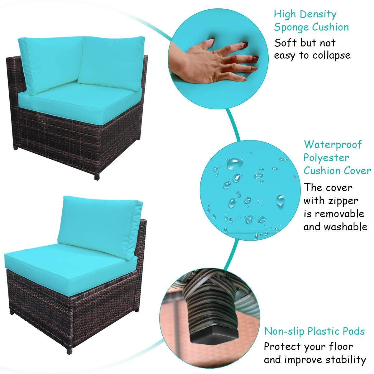 Tangkula 6 Piece Wicker Patio Furniture Set for Backyard