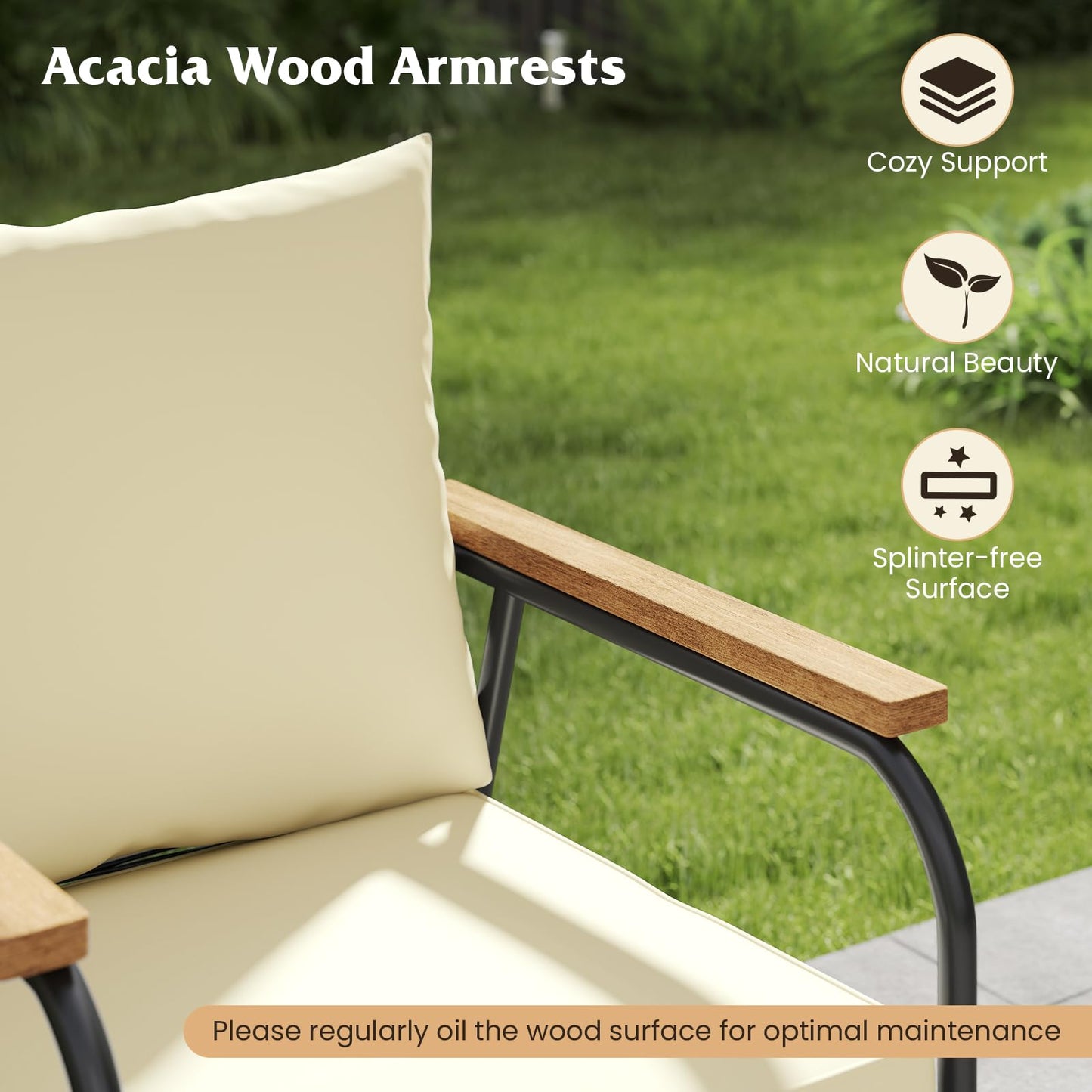 Tangkula Wicker Patio Furniture Set Outdoor Conversation Set with Tempered Glass Coffee Table