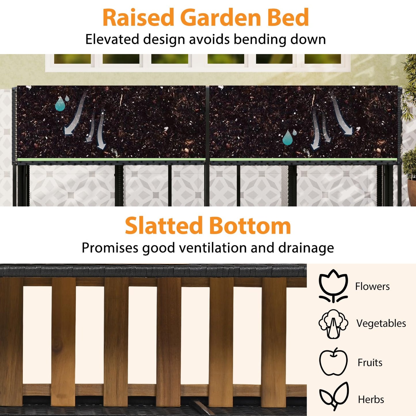 Tangkula Patio Furniture Set with Raised Garden Bed