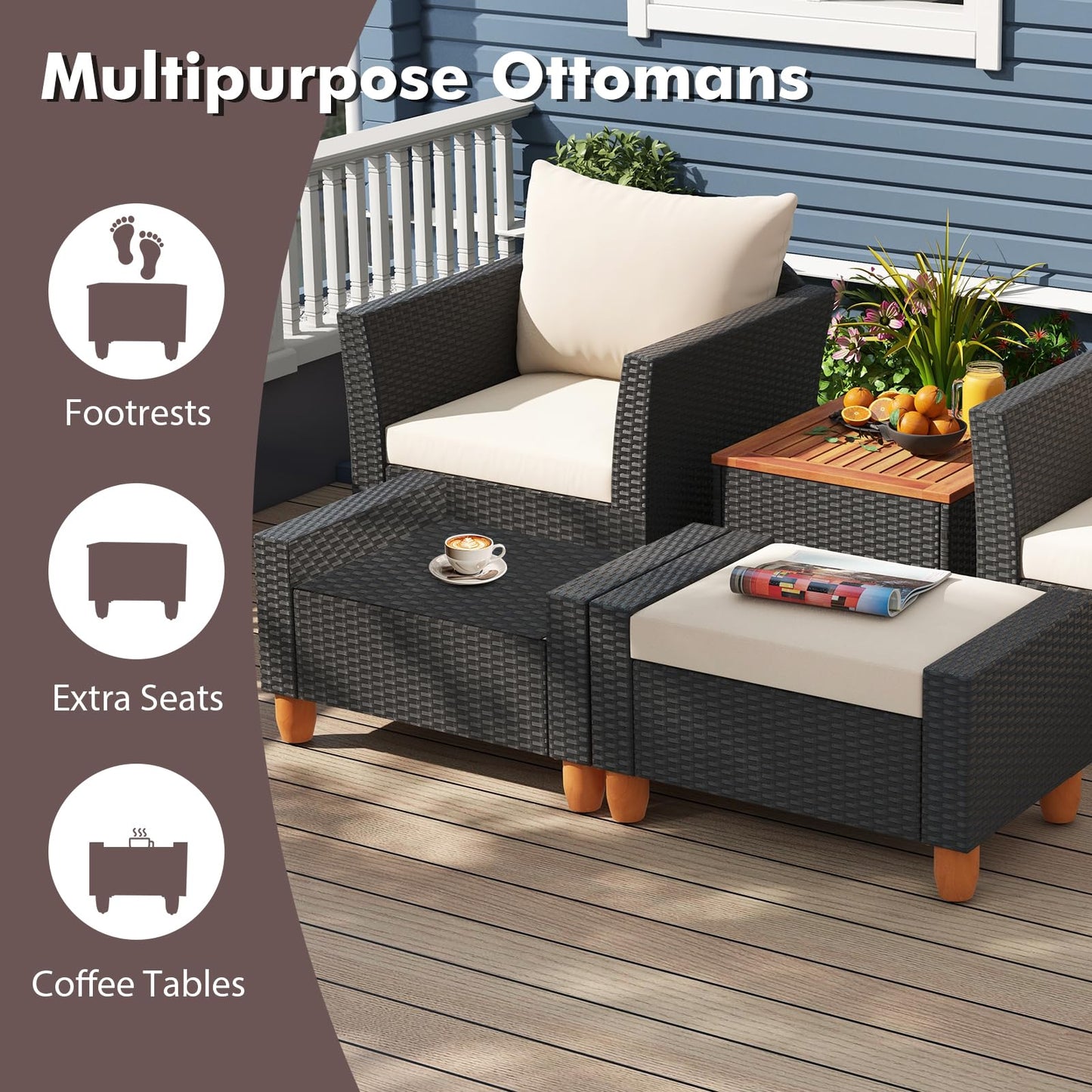 Tangkula 7 Pieces Patio Furniture Set with Loveseat