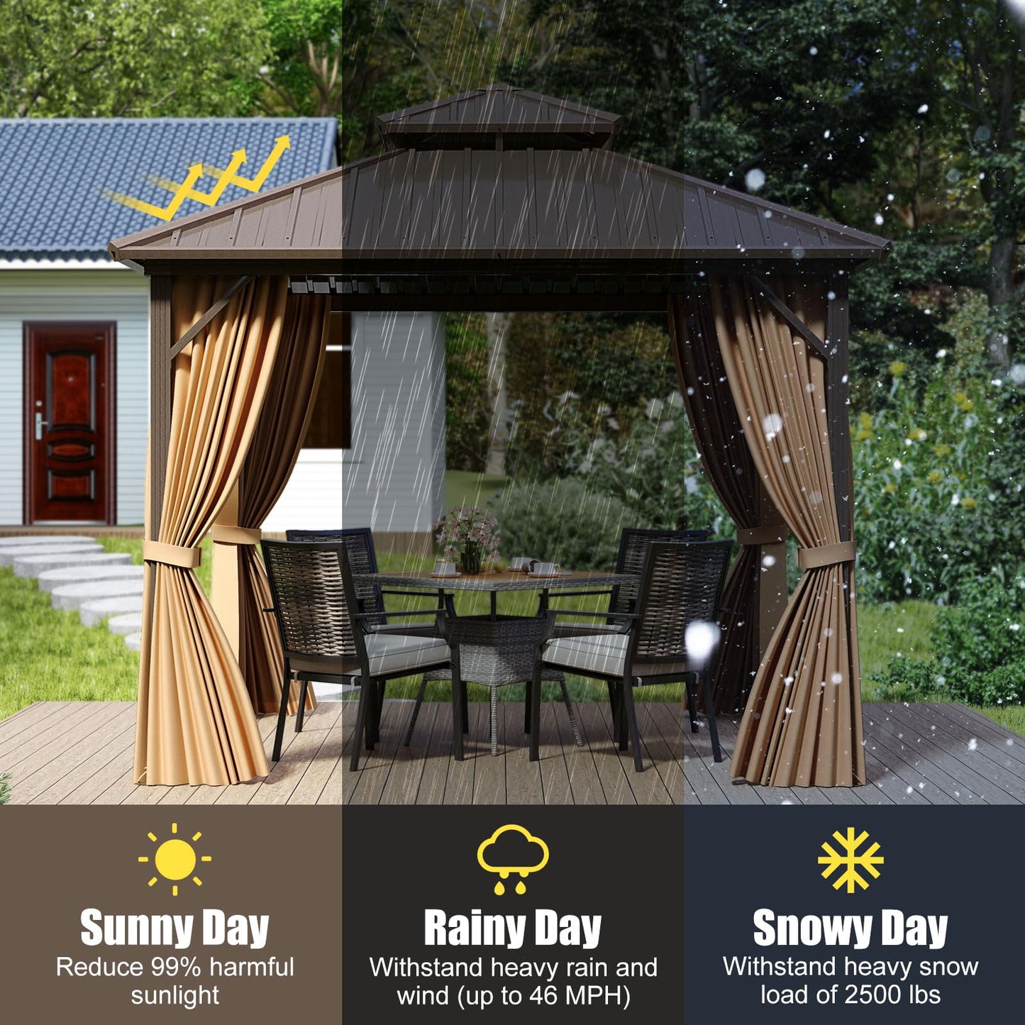Tangkula 10 X 10 FT Hardtop Gazebo with Netting