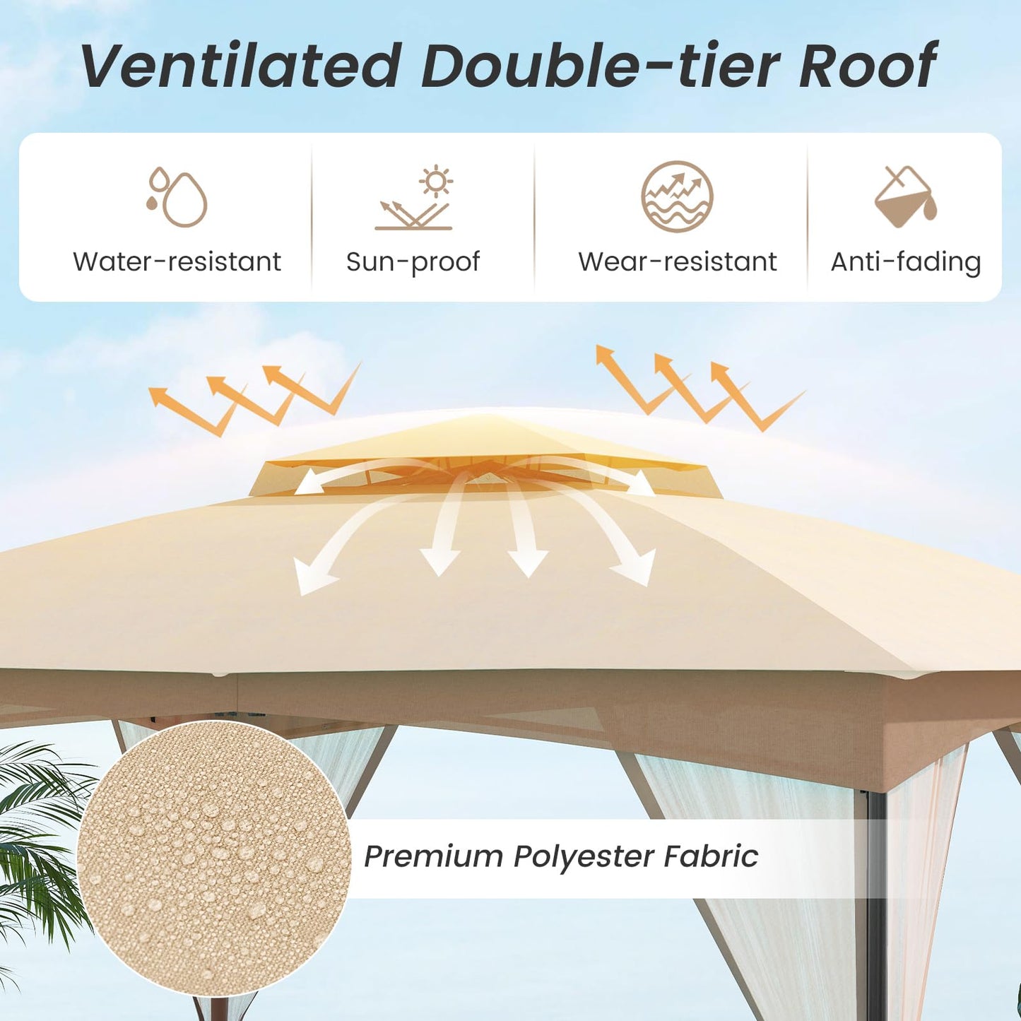 Tangkula 10x12 FT Outdoor Gazebo with Netting