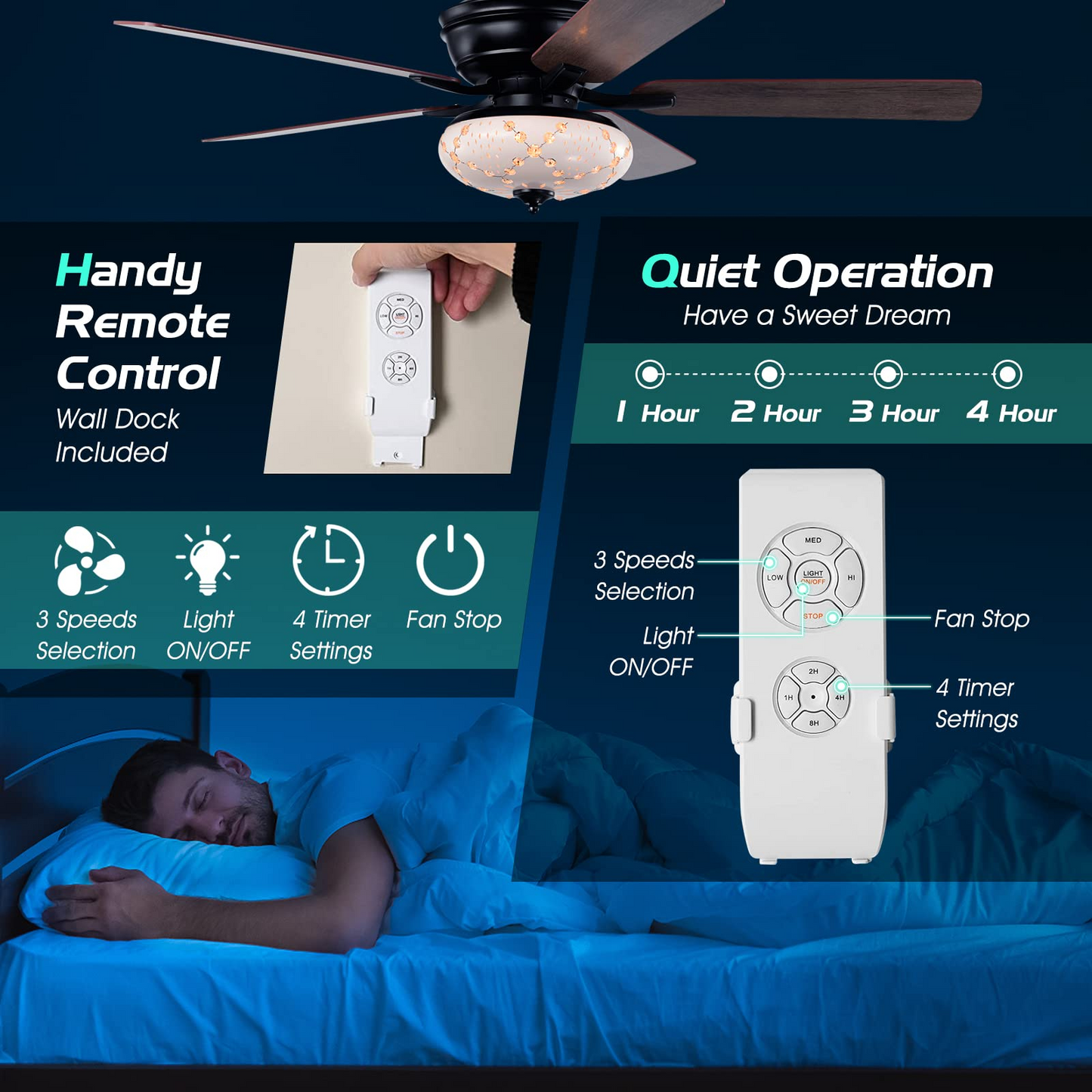 Tangkula 52-Inch Ceiling Fan with Remote Control