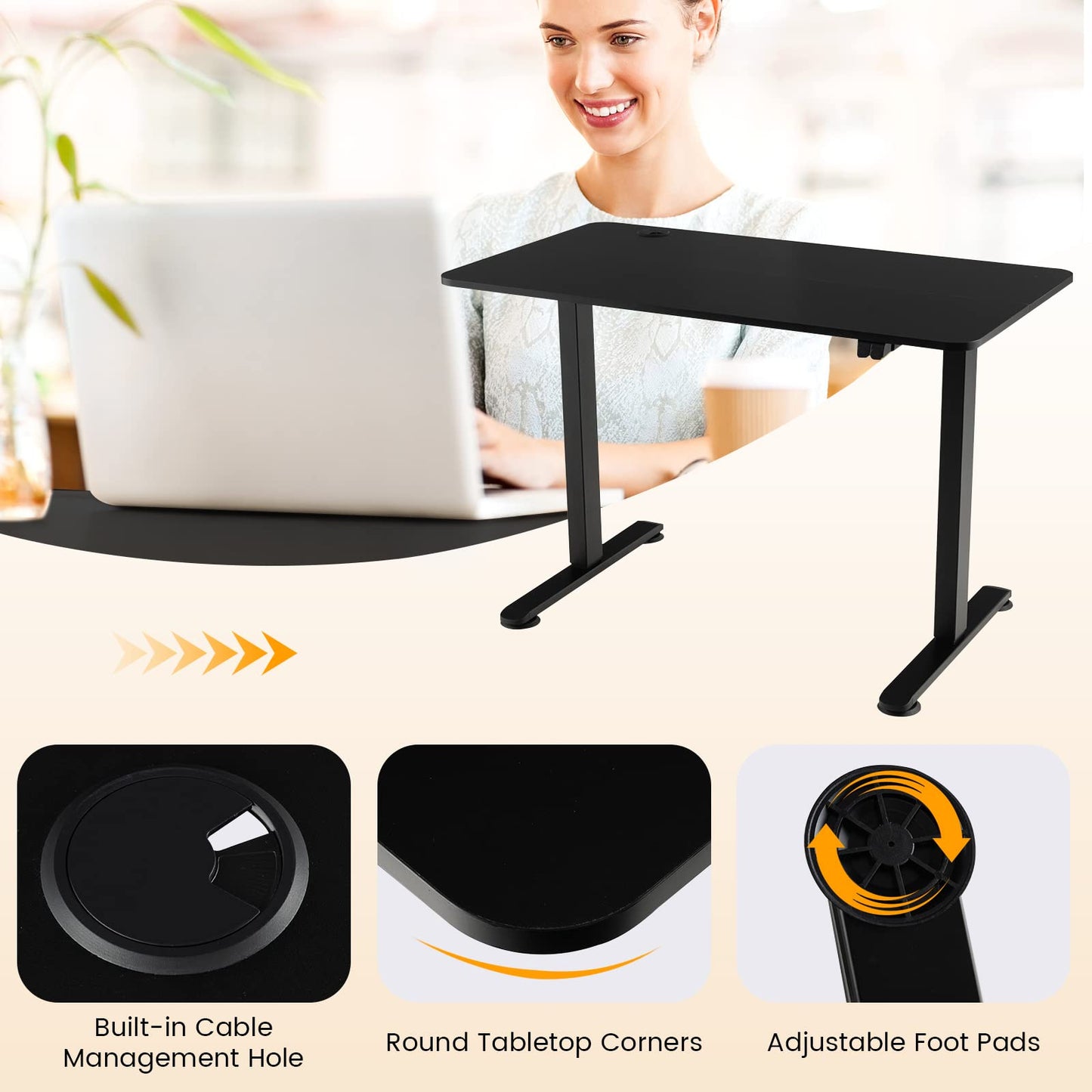 Tangkula Electric Standing Desk, Ergonomic Height Adjustable Sit Stand Desk