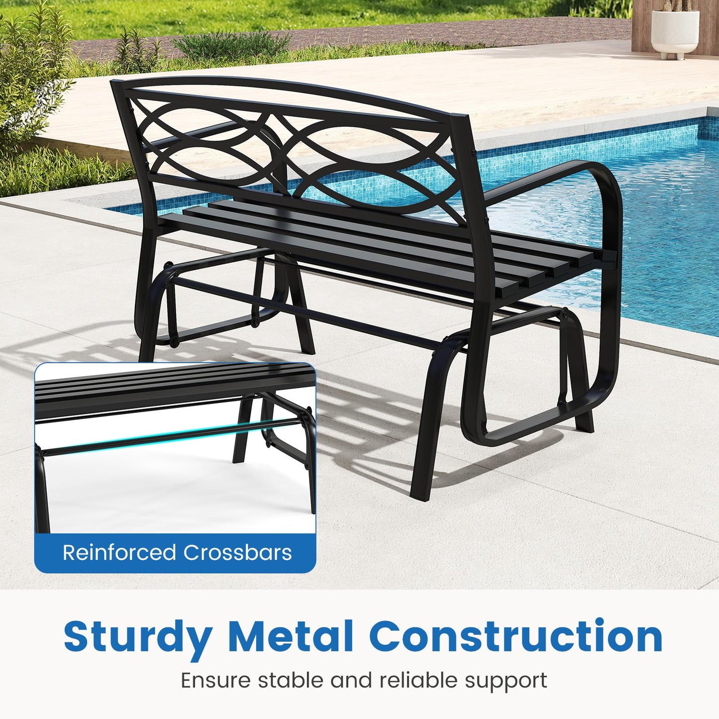 Tangkula 2-Person Outdoor Glider Bench