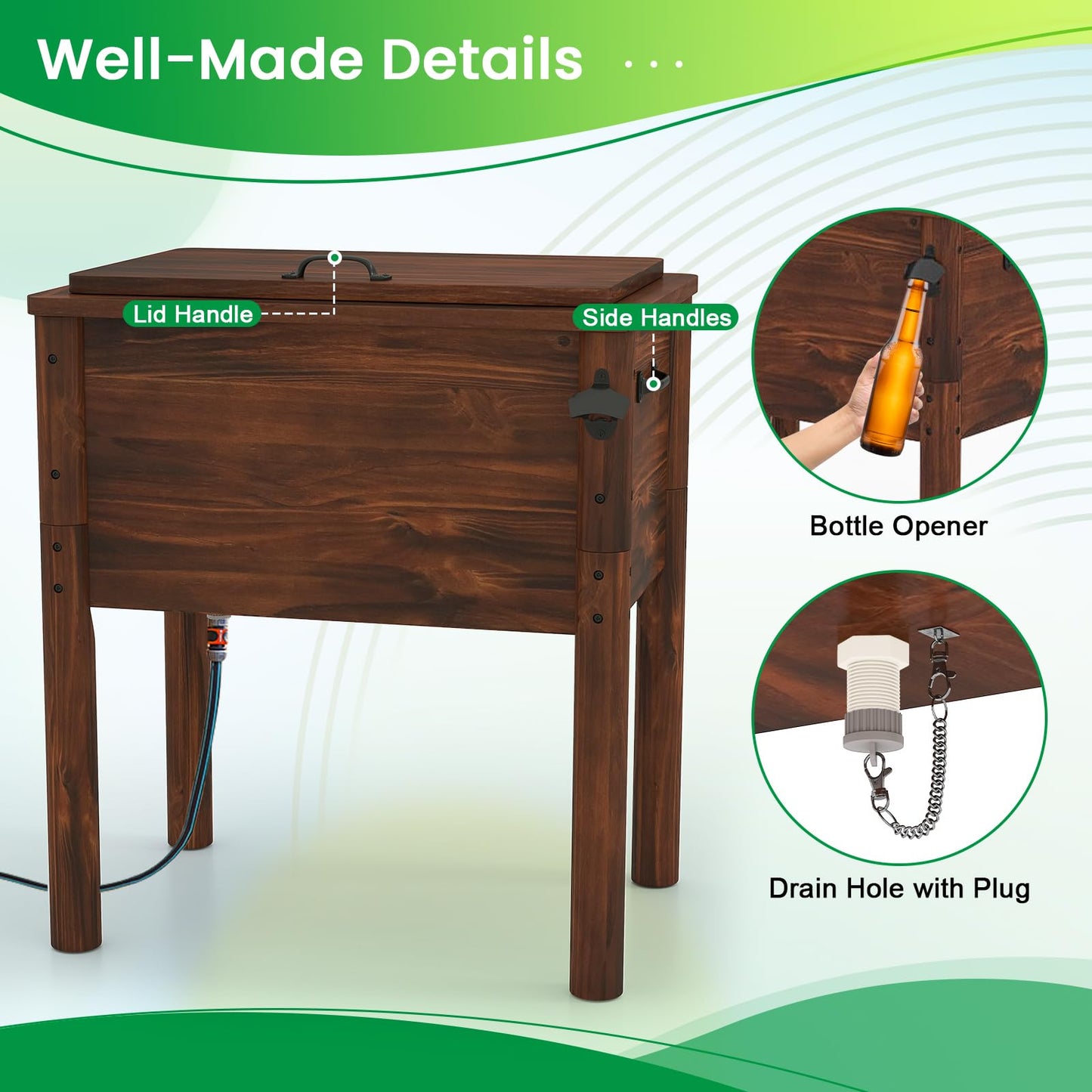 Tangkula Wooden Patio Cooler 54 Quart