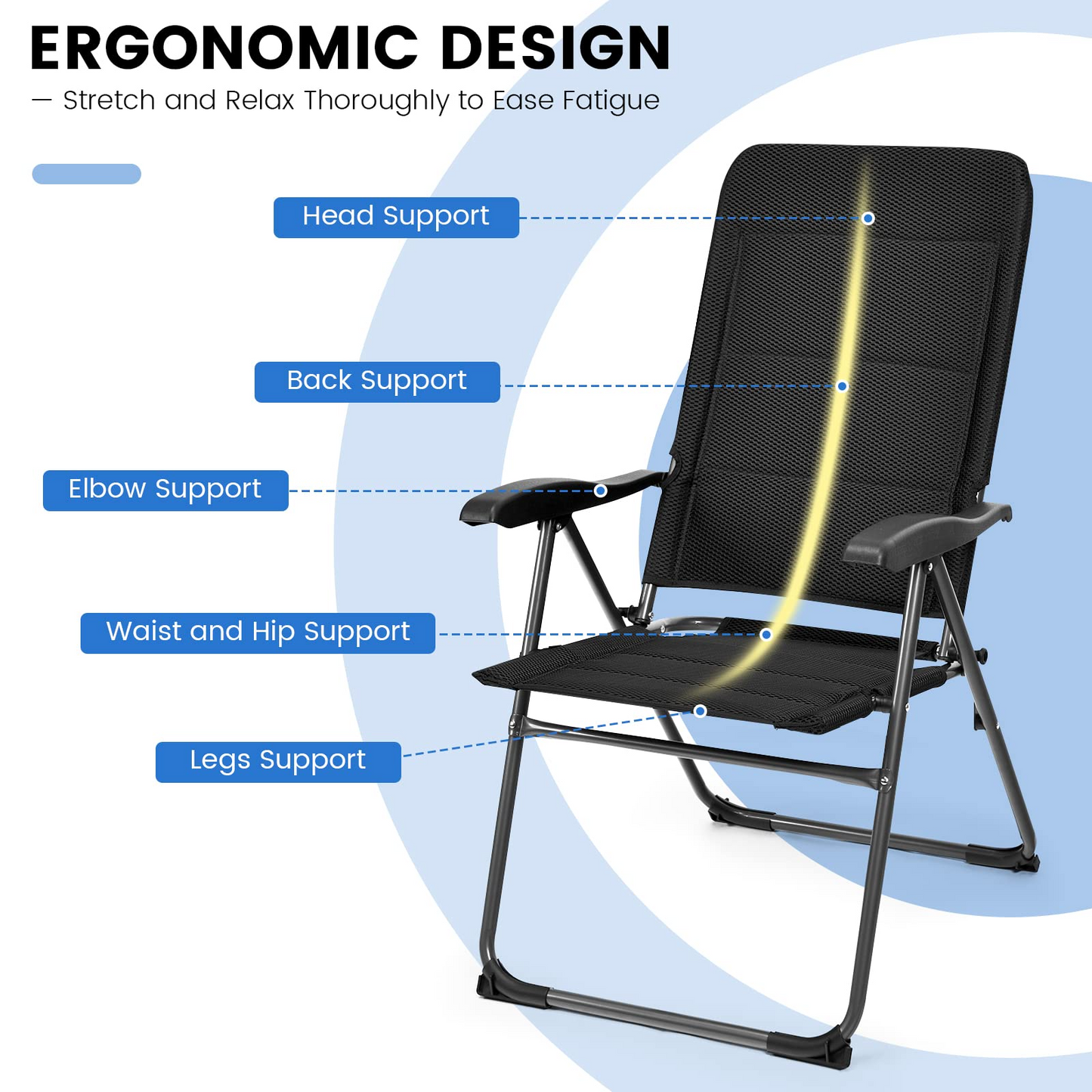 Tangkula Patio Chairs Set of 2/4, Folding Patio Dining Chairs with 7 Adjustable Backrest Positions