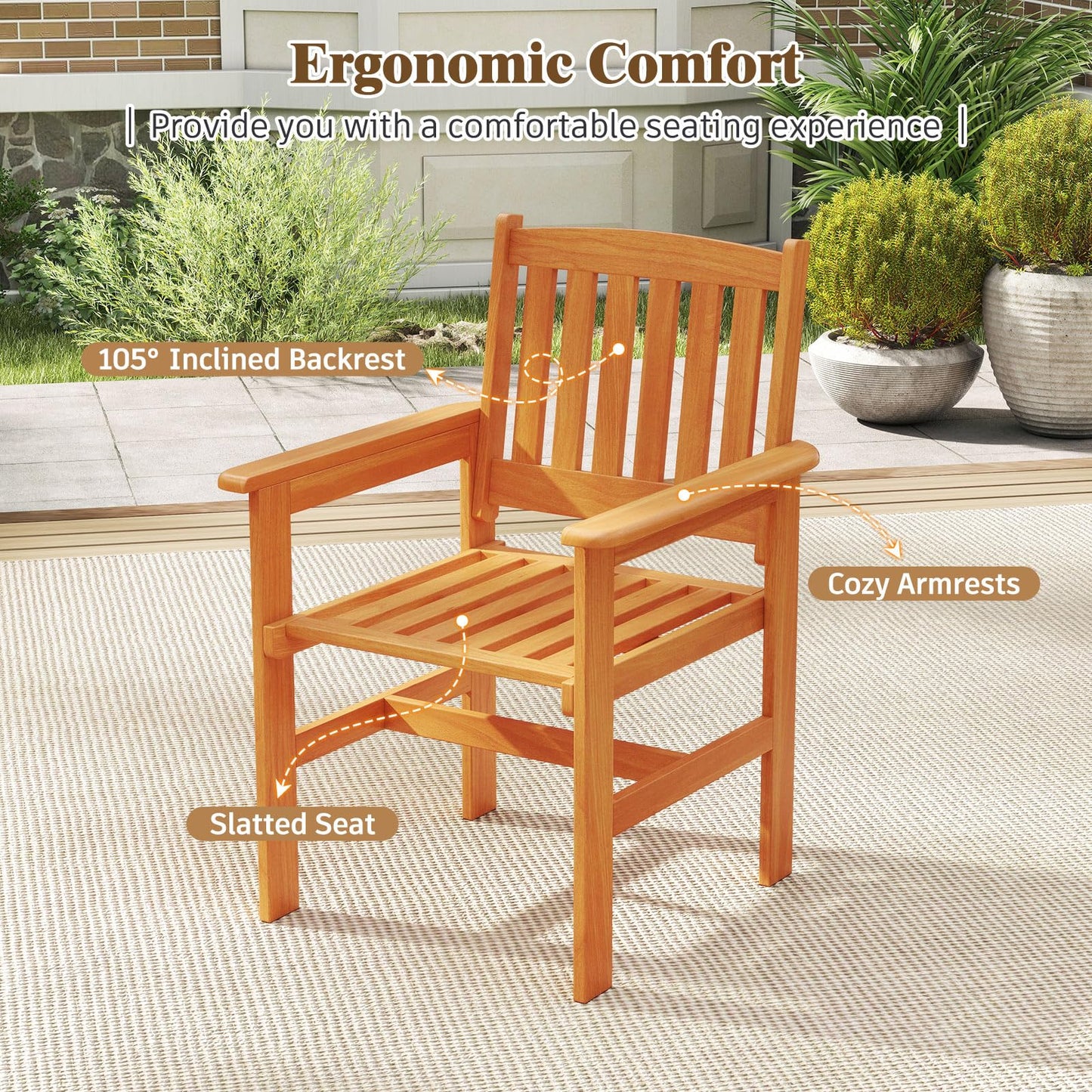 Tangkula 7 Piece Patio Wood Dining Table Set