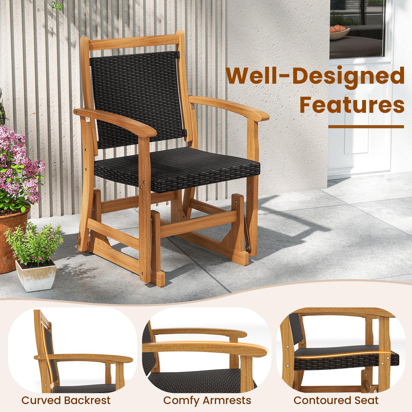 Tangkula Patio Rattan Glider Chair(1/2)