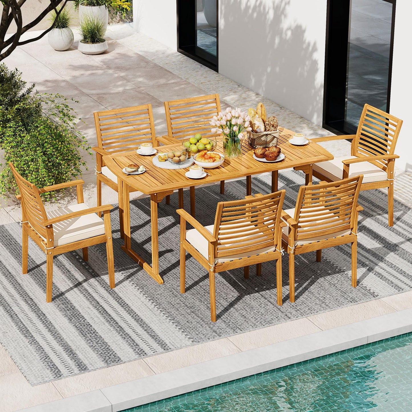 Tangkula Patio Dining Chairs Set w/Removable Padded Cushion