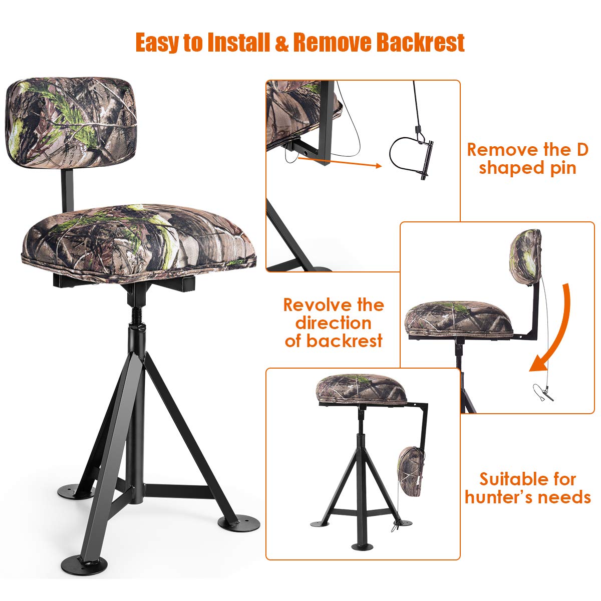 360 Swivel Camo Hunting Chair - Tangkula