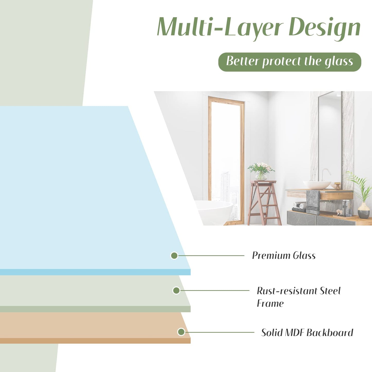 Tangkula Rectangular Wall Mirror, Modern Mirror with Solid Steel Frame & Rounded Corners