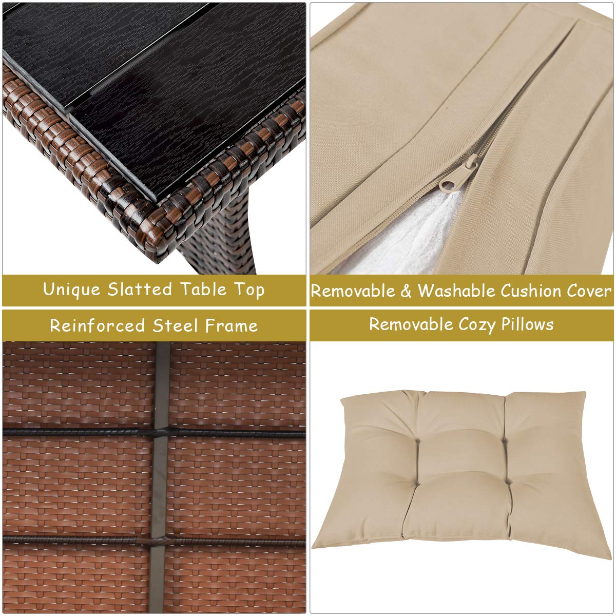 Tangkula 5 PCS Patio Furniture Set with Ottoman
