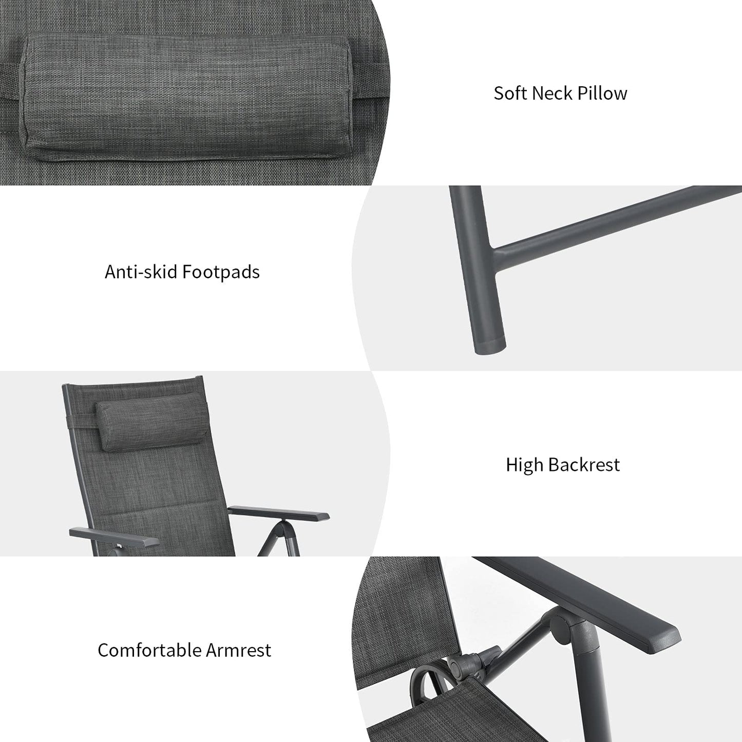 Tangkula Outdoor Folding Padded Lounge Chair W/ 7-Position Backrest