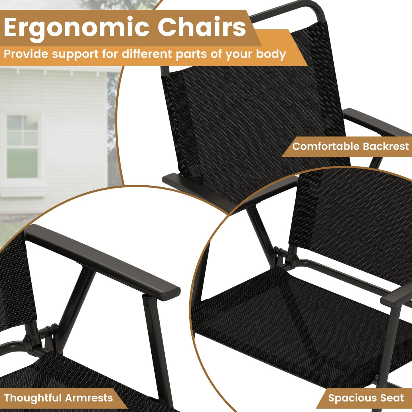 Tangkula 3 Pieces Folding Patio Bistro Set