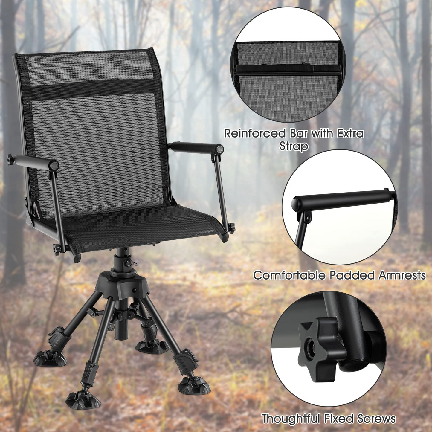 360-degree Swivel Hunting Blind Chair - Tangkula