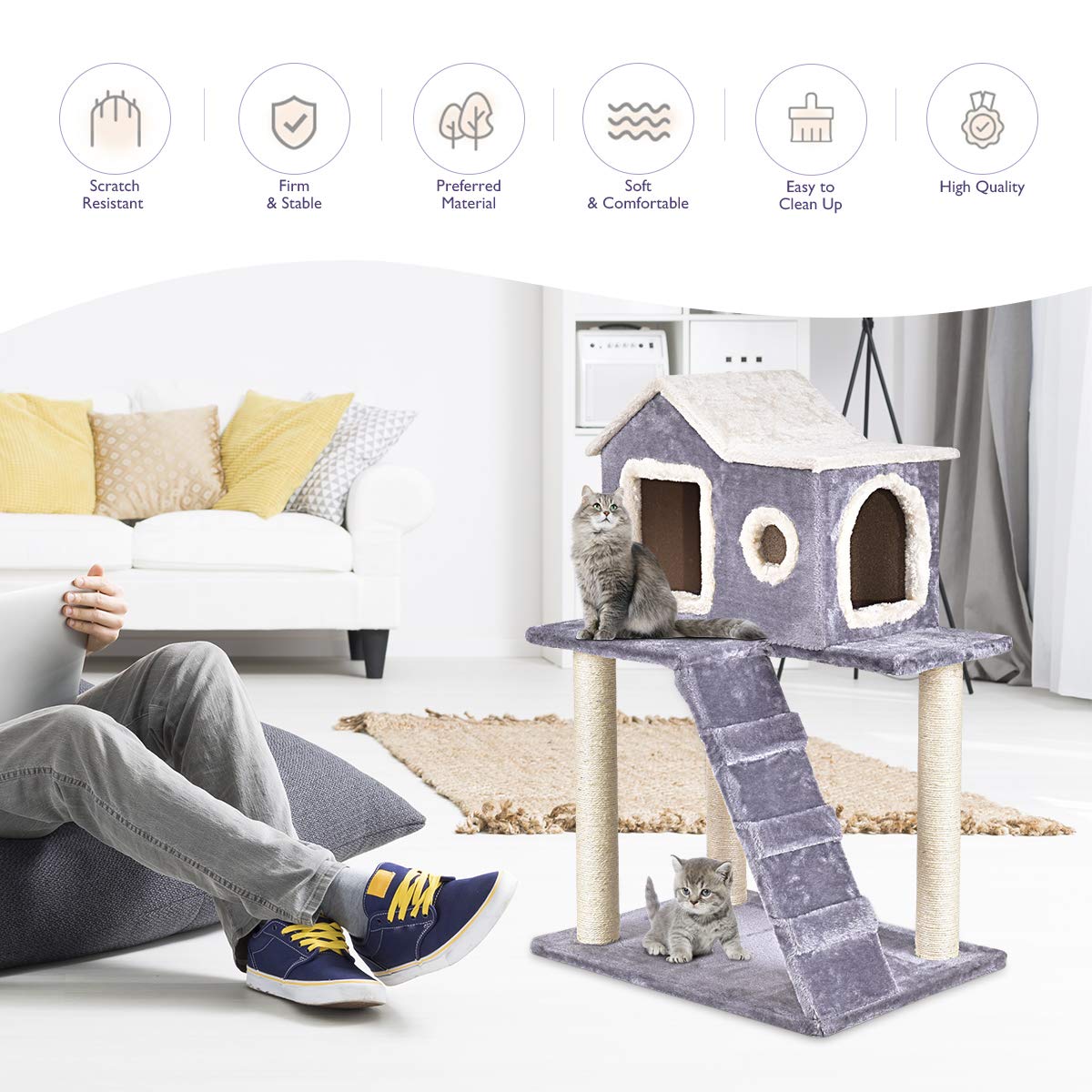 Tangkula Cat Tree with Scratching Posts and Ladder for Kittens