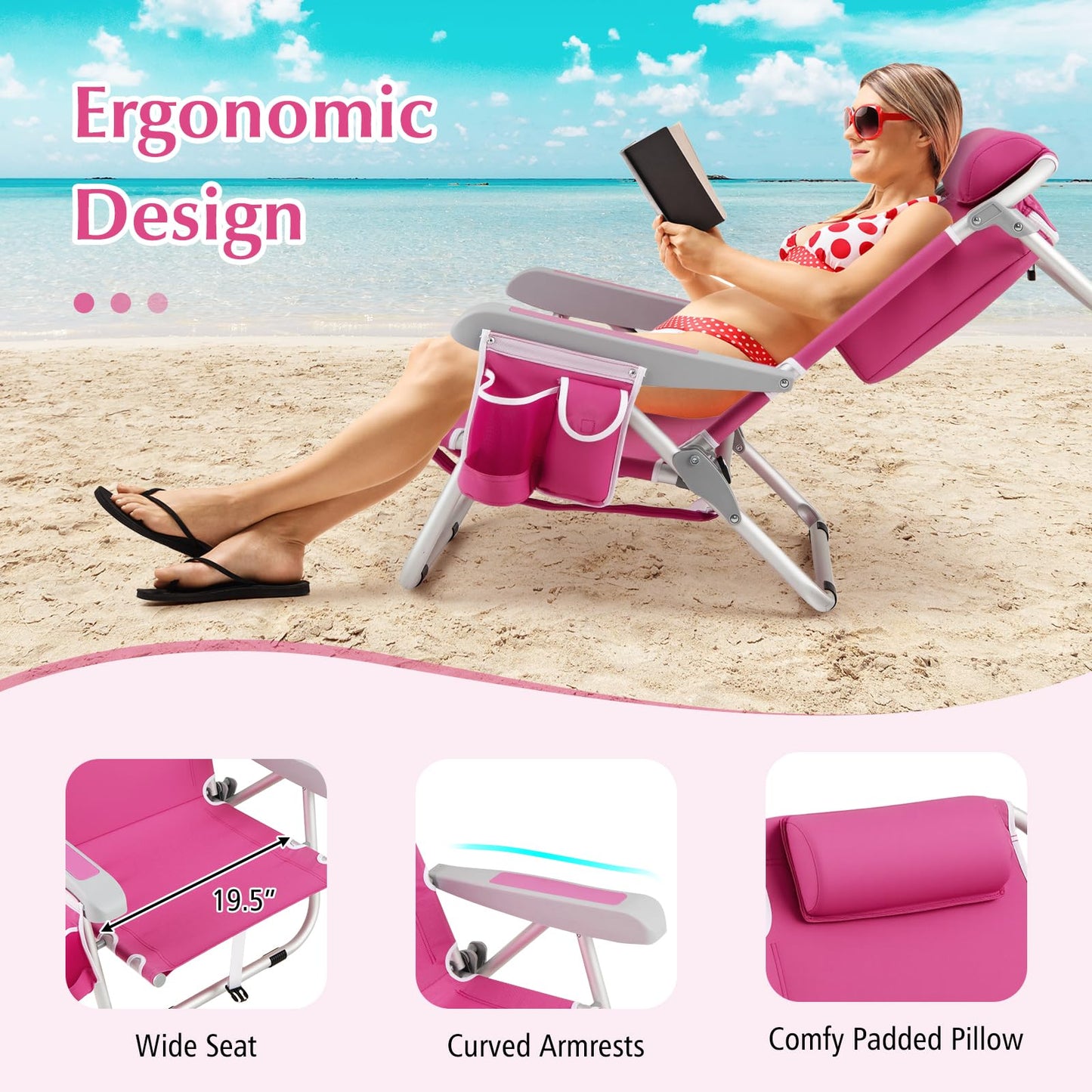 Tangkula Set of 2 Backpack Beach Chair