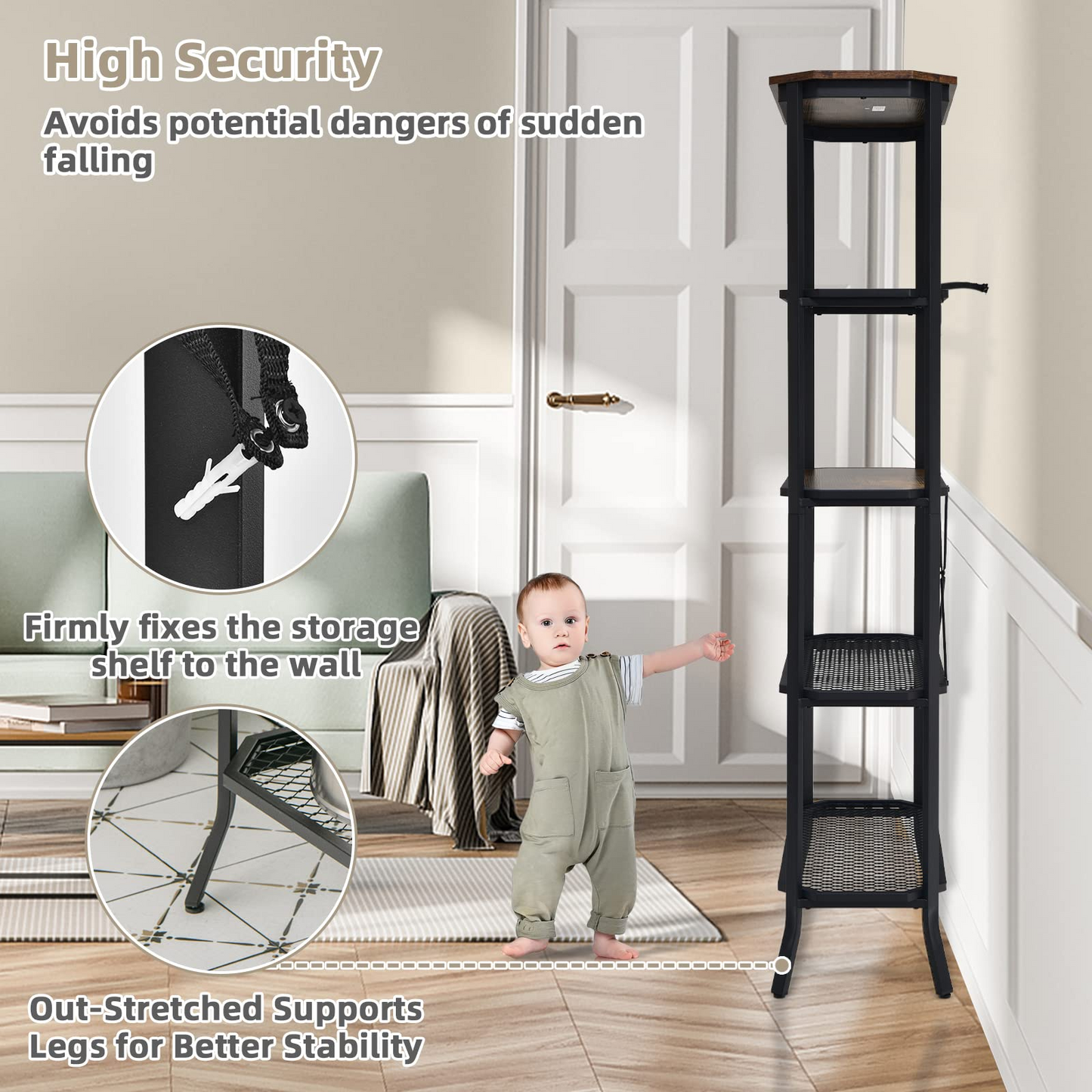 Tangkula 5 Layer Bookshelf, Freestanding Storage Shelving Unit with Steel Frame