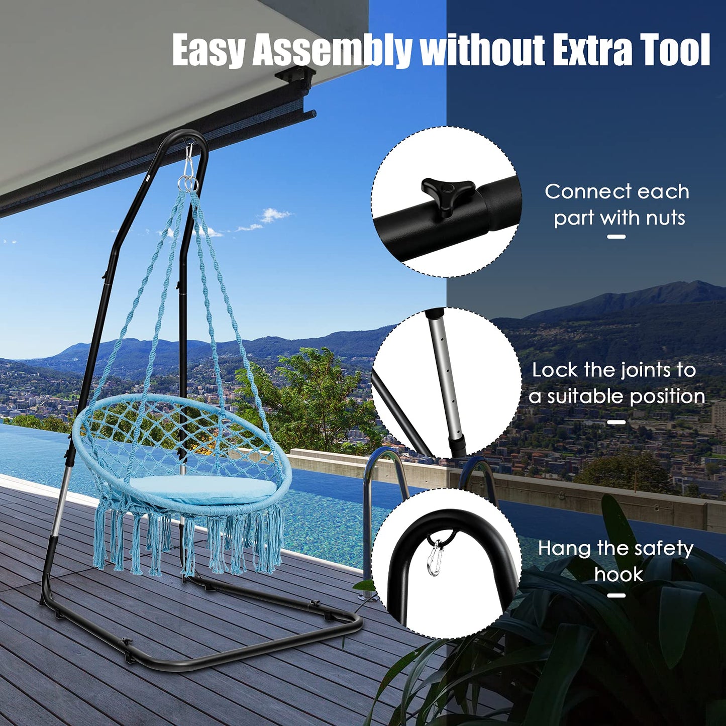 Hammock Stand, 360-Degree Rotation, Ideal for Backyard, Bedroom