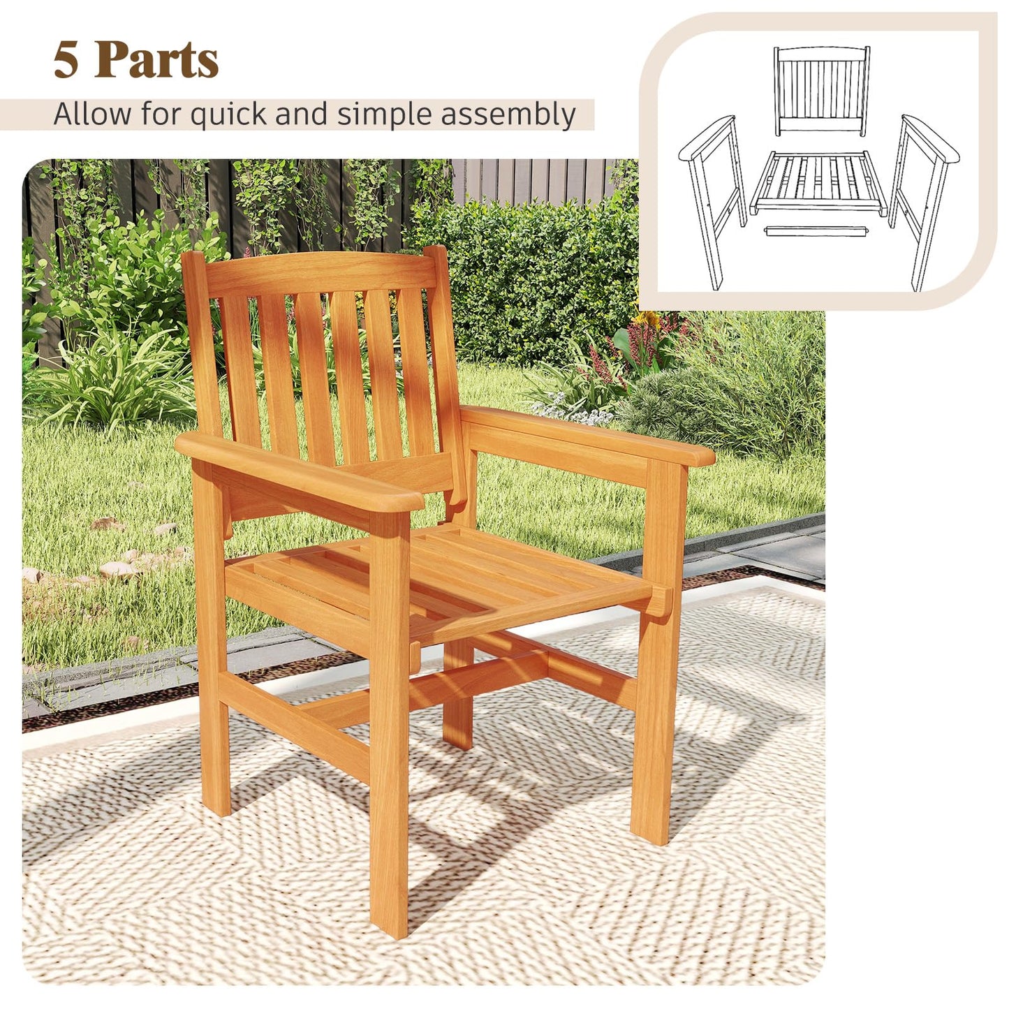 Tangkula 7 Piece Patio Wood Dining Table Set