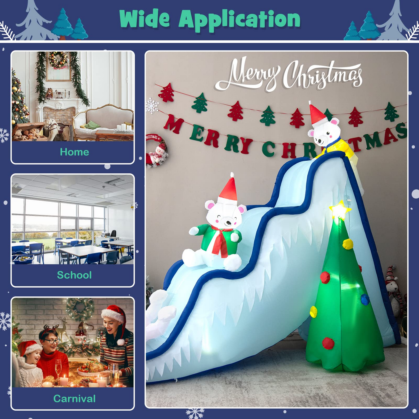 Décoration de scène gonflable Tangkula avec toboggan d'ours polaire pour Noël