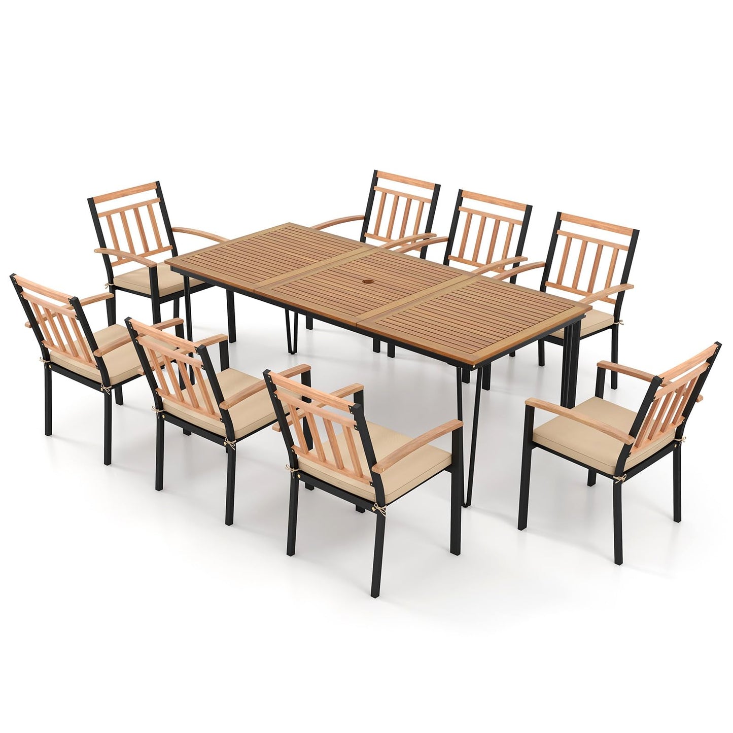 Tangkula Ensemble de salle à manger d'extérieur 9 pièces
