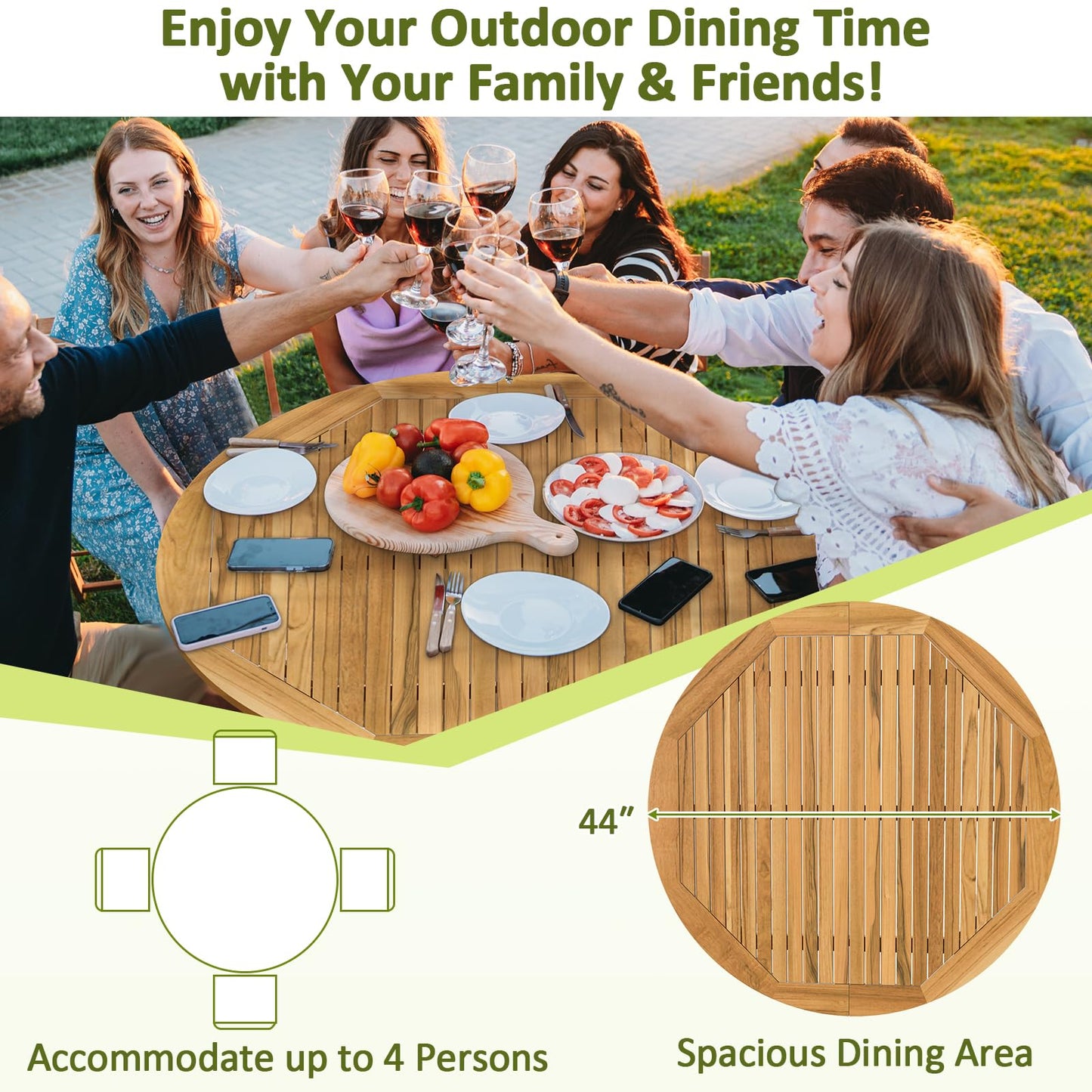 Tangkula 5 Pieces Patio Dining Set( 44 Inch)