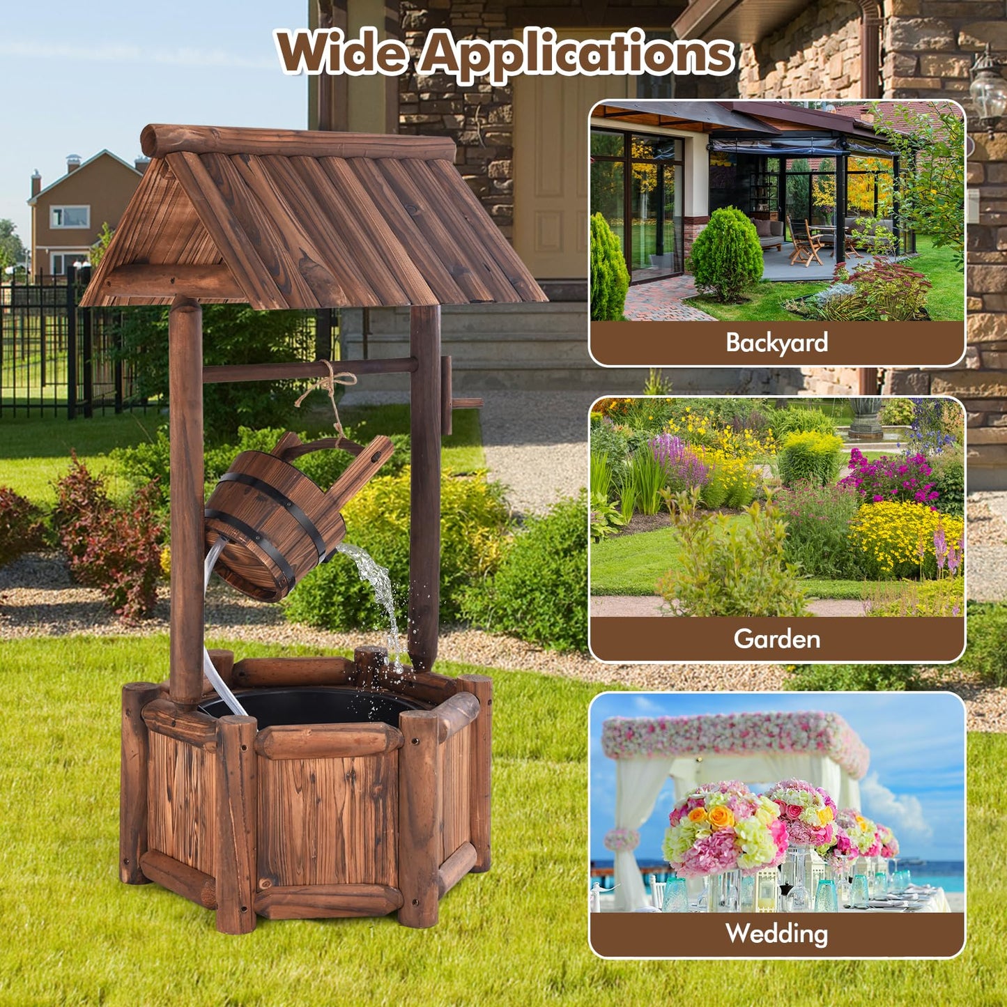 Tangkula Outdoor Wishing Well Water Fountain (20" x 23" x 46")