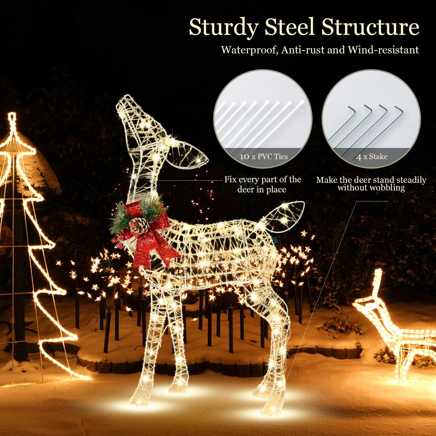Tangkula Lighted Christmas Reindeer