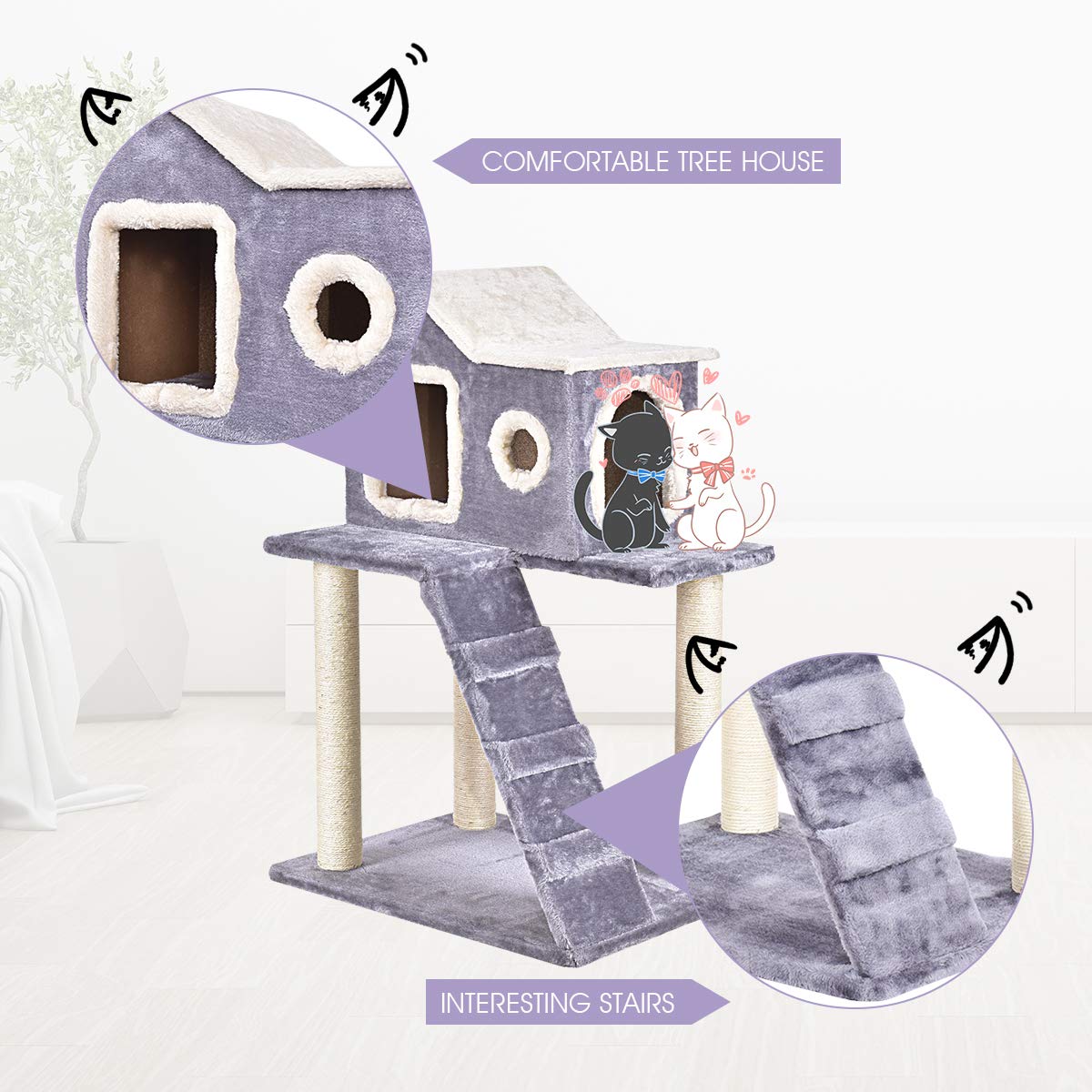 Tangkula Cat Tree with Scratching Posts and Ladder for Kittens