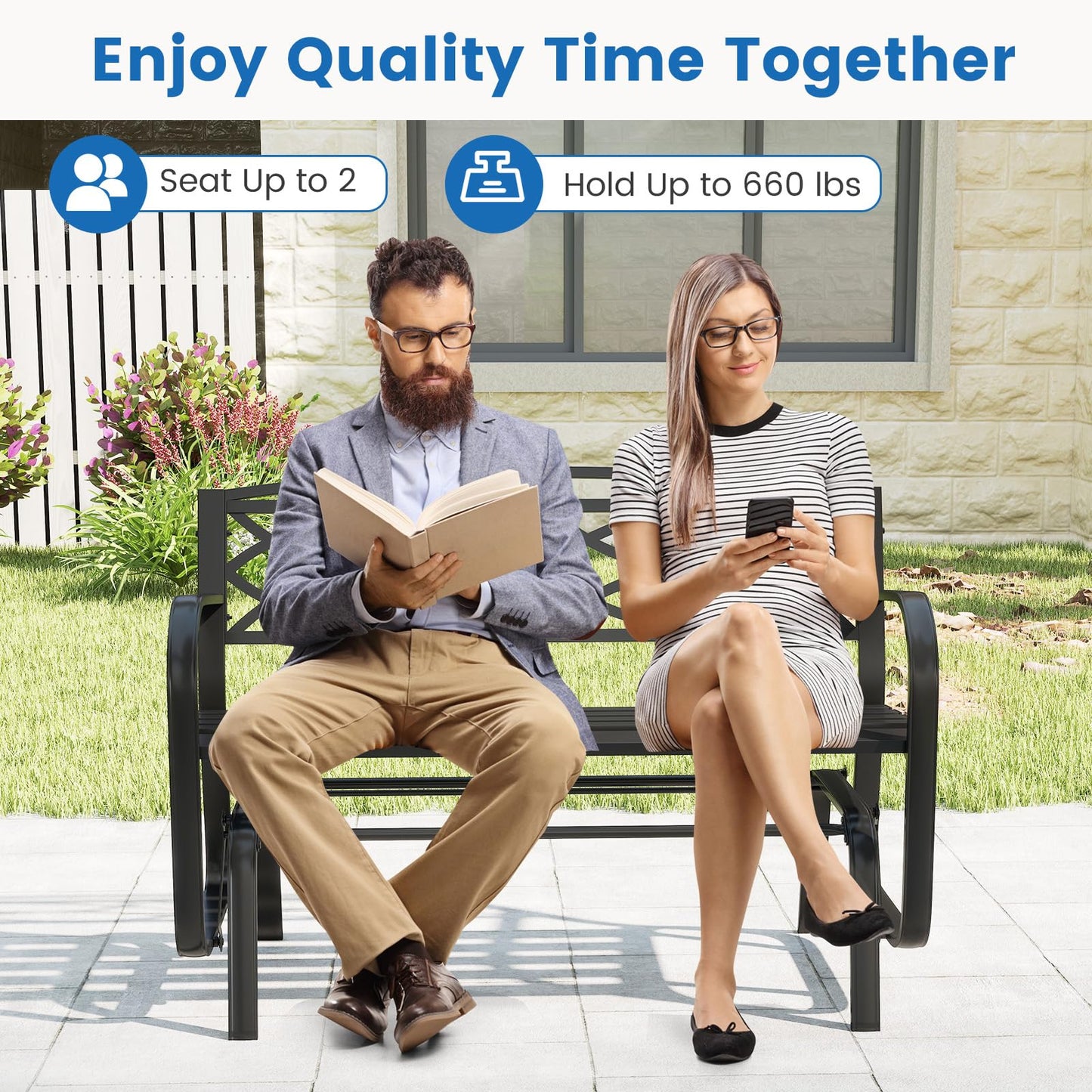 Tangkula 2-Person Outdoor Glider Bench