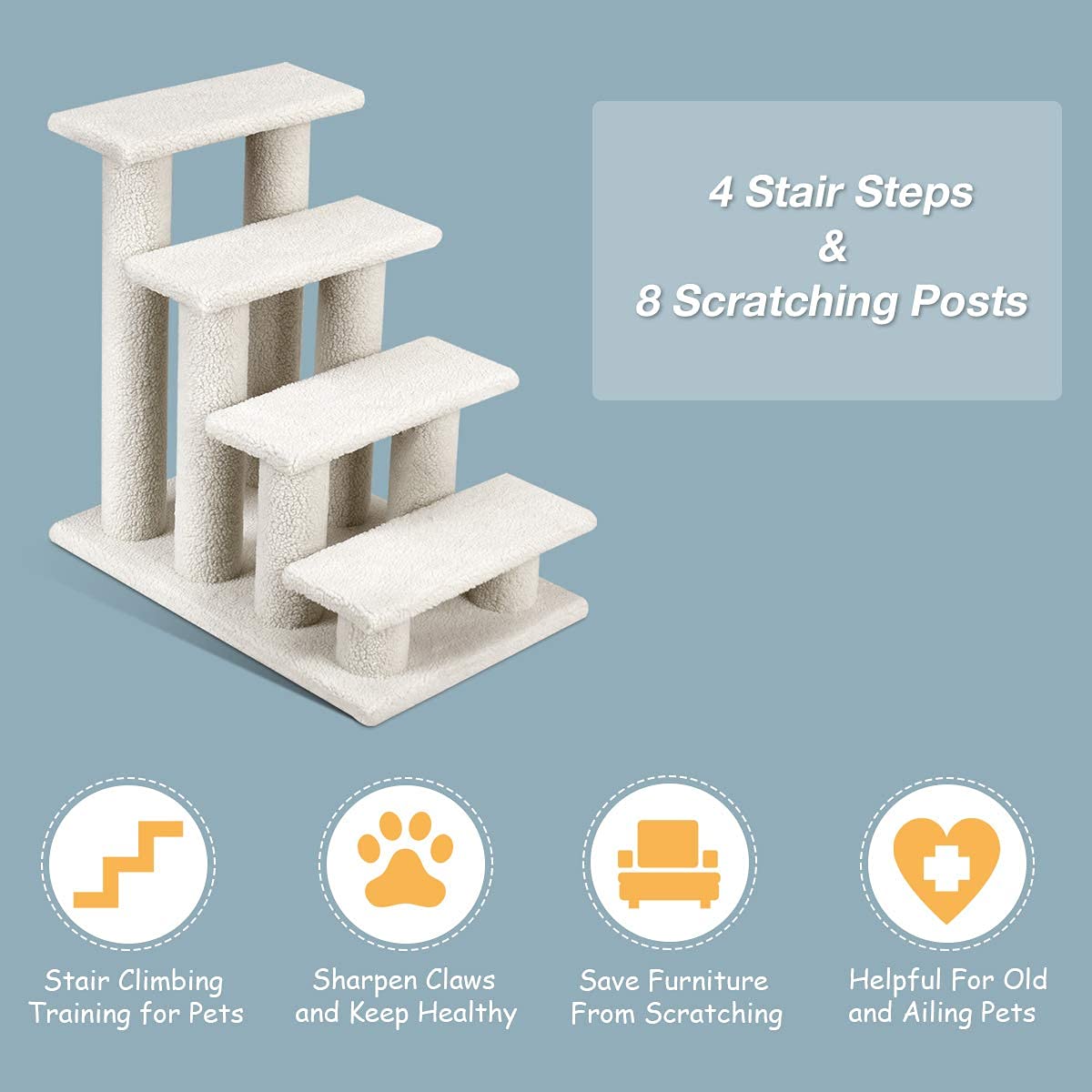 Tangkula Pet Stairs for Cats and Dogs for High Beds