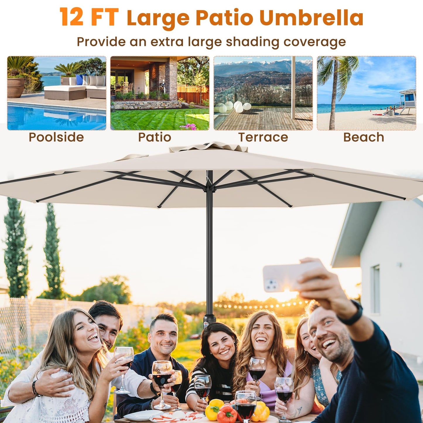 Tangkula Patio Umbrella for Garden Backyard Pool