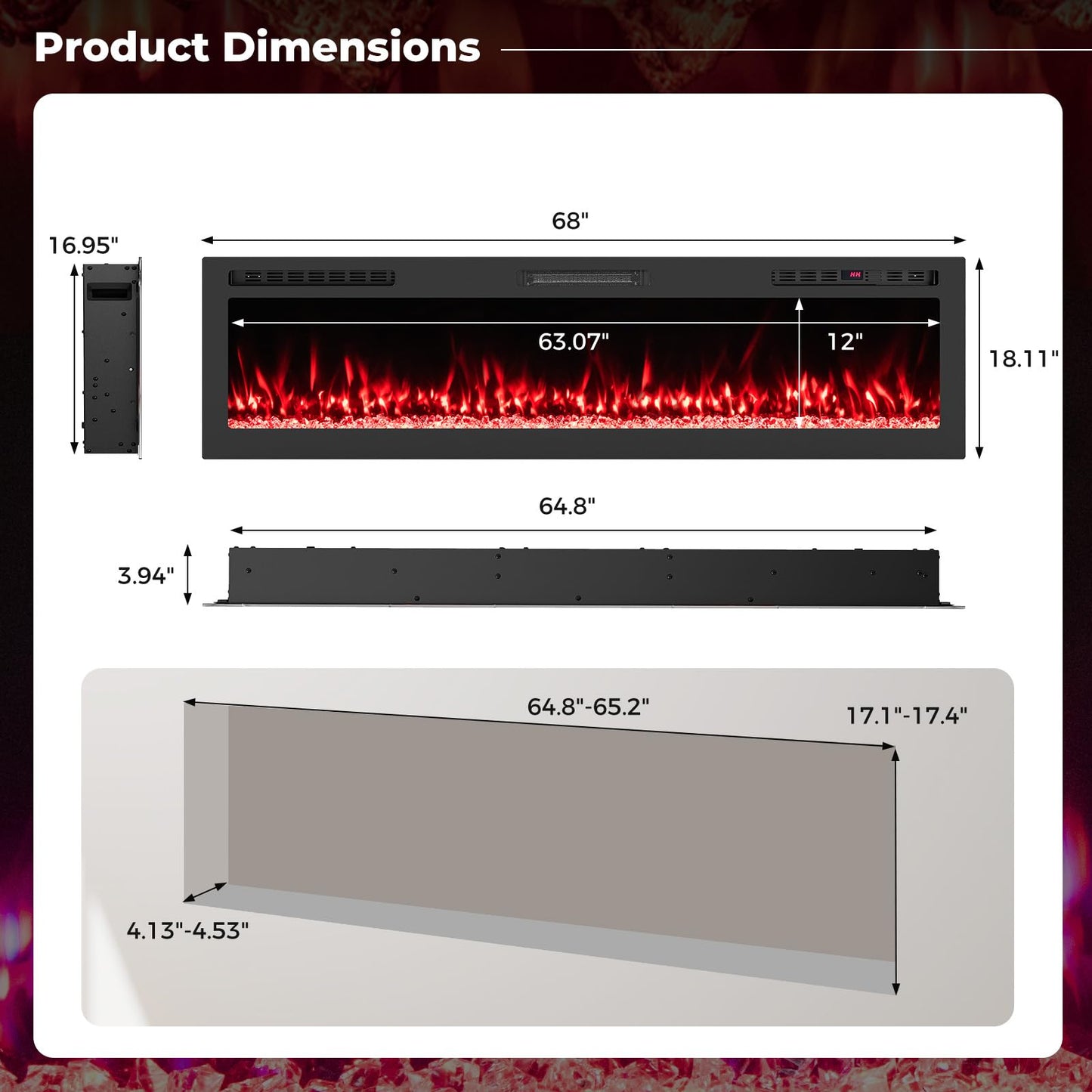 Tangkula 68” Wi-Fi Enabled Electric Fireplace