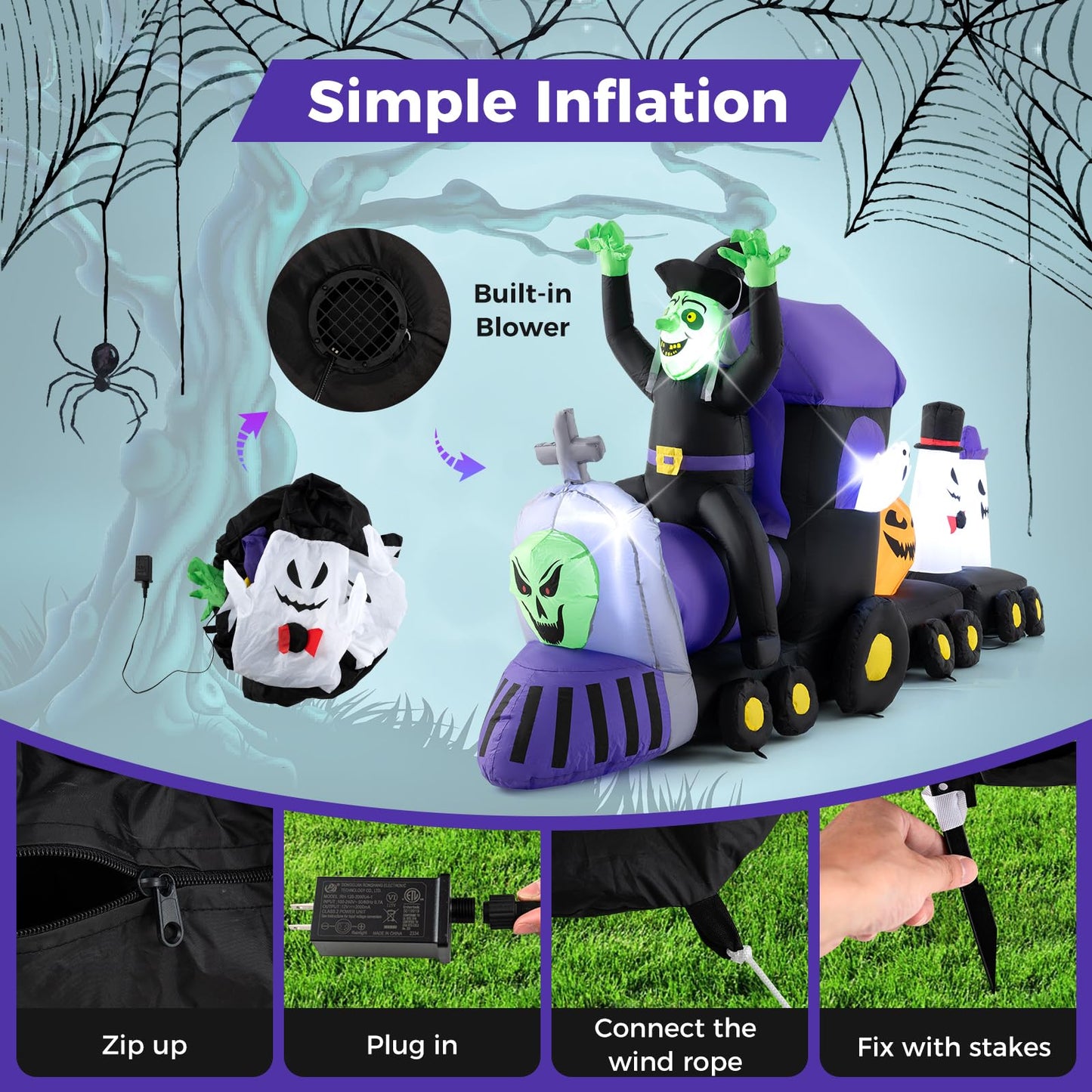 Tangkula 8.2 ft Long Halloween Inflatable Train