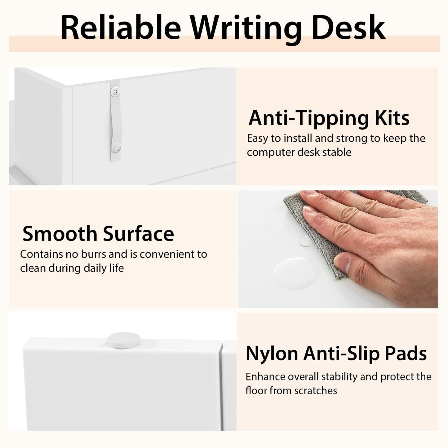 48" White Desk with Storage Bookshelf - Tangkula